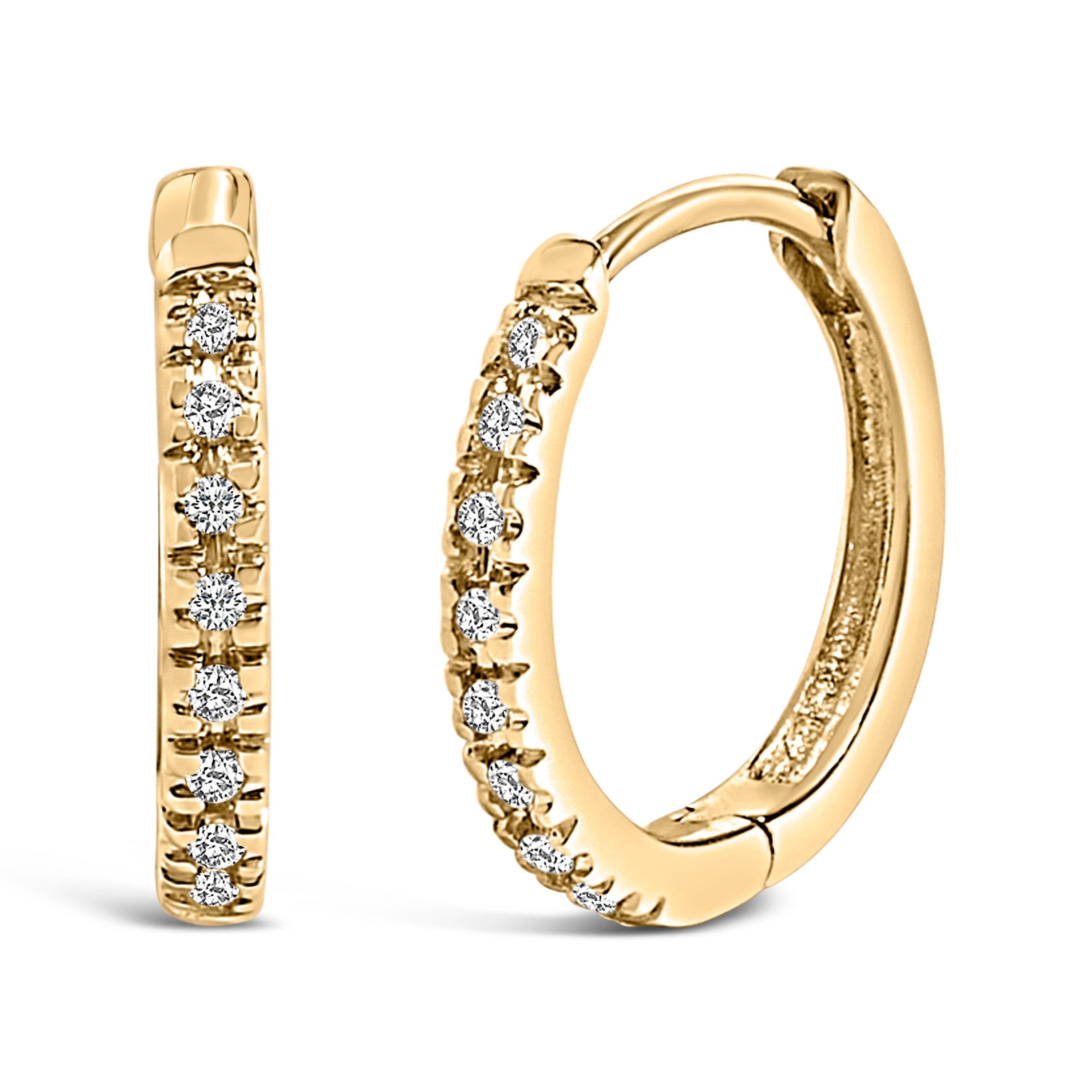 14K Rose Gold 1/5 CTW Diamond Huggie Hoop Earrings DestGlow