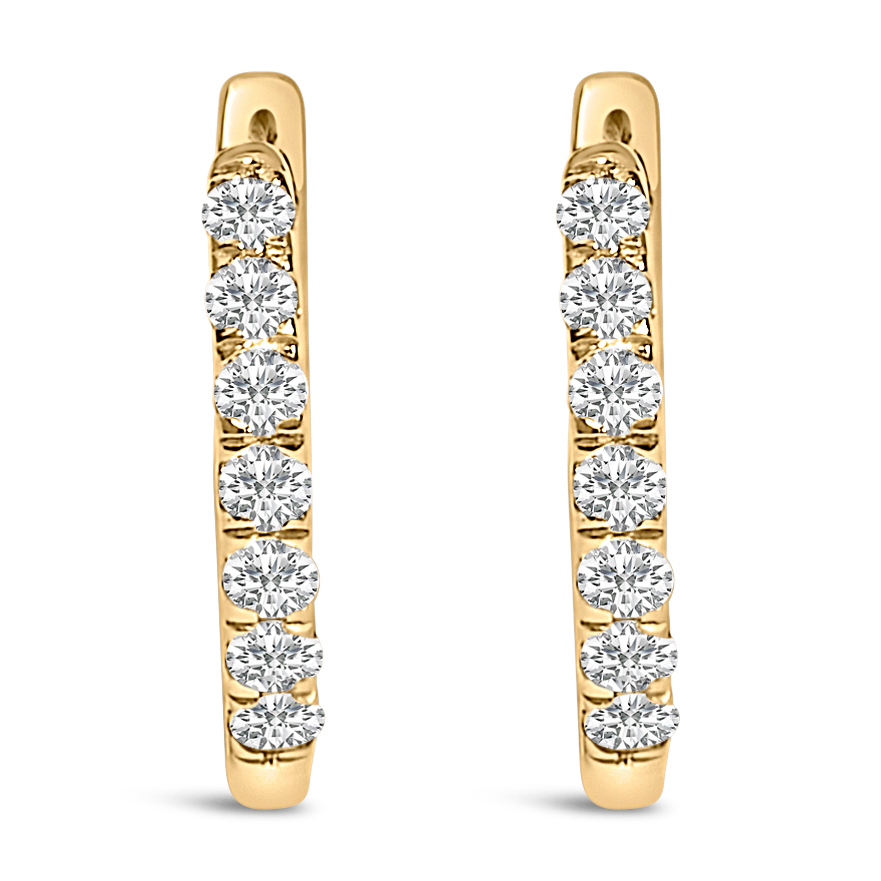 10K Rose Gold 1/4 Cttw Diamond Double Sided Huggie Hoop Earrings DestGlow