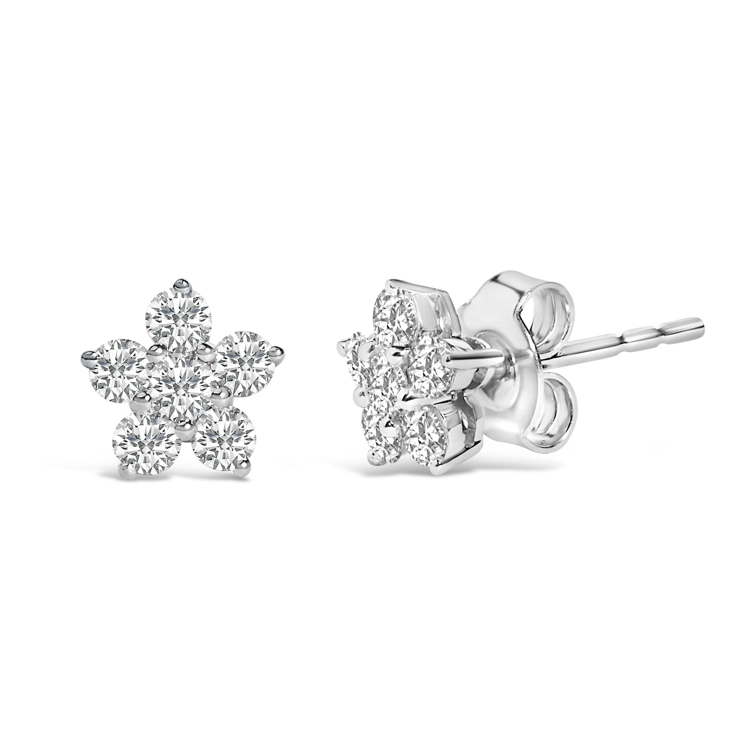 10K White Gold 1/2 Cttw Lab Grown Diamond Star Stud Earrings DestGlow
