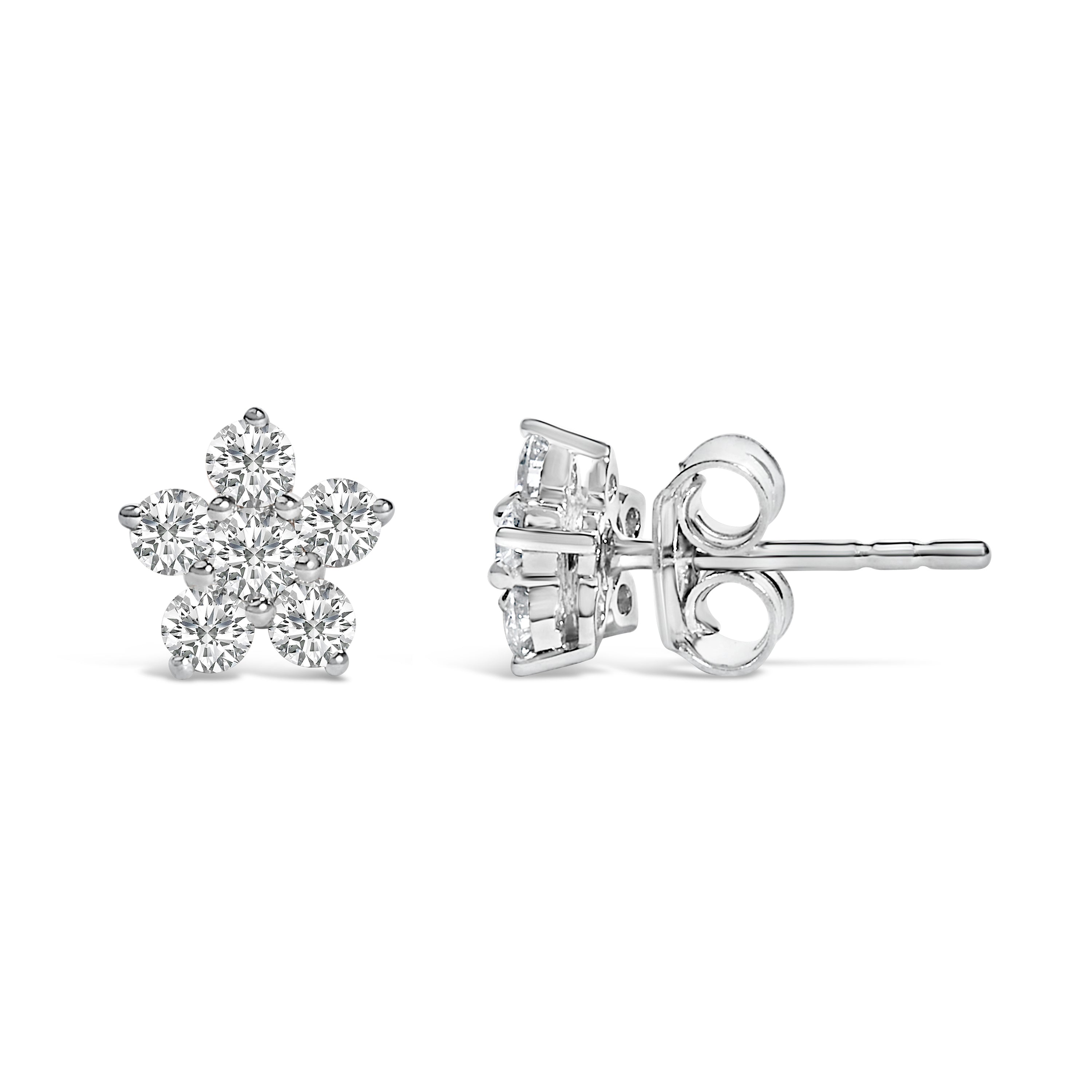 10K White Gold 1/2 Cttw Lab Grown Diamond Star Stud Earrings DestGlow