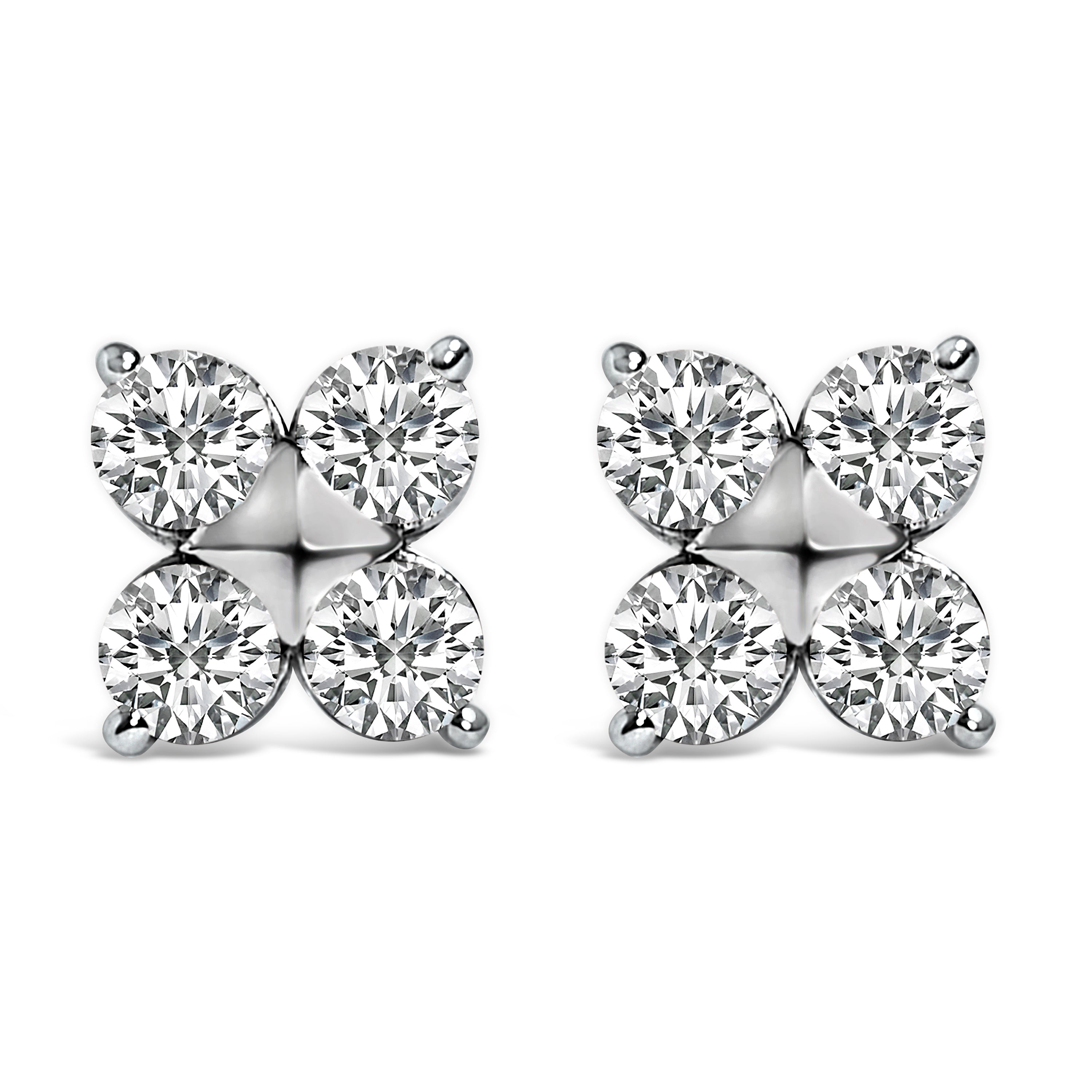 10K White Gold 1/2 Cttw Lab Grown Diamond Snowflake Stud Earrings DestGlow