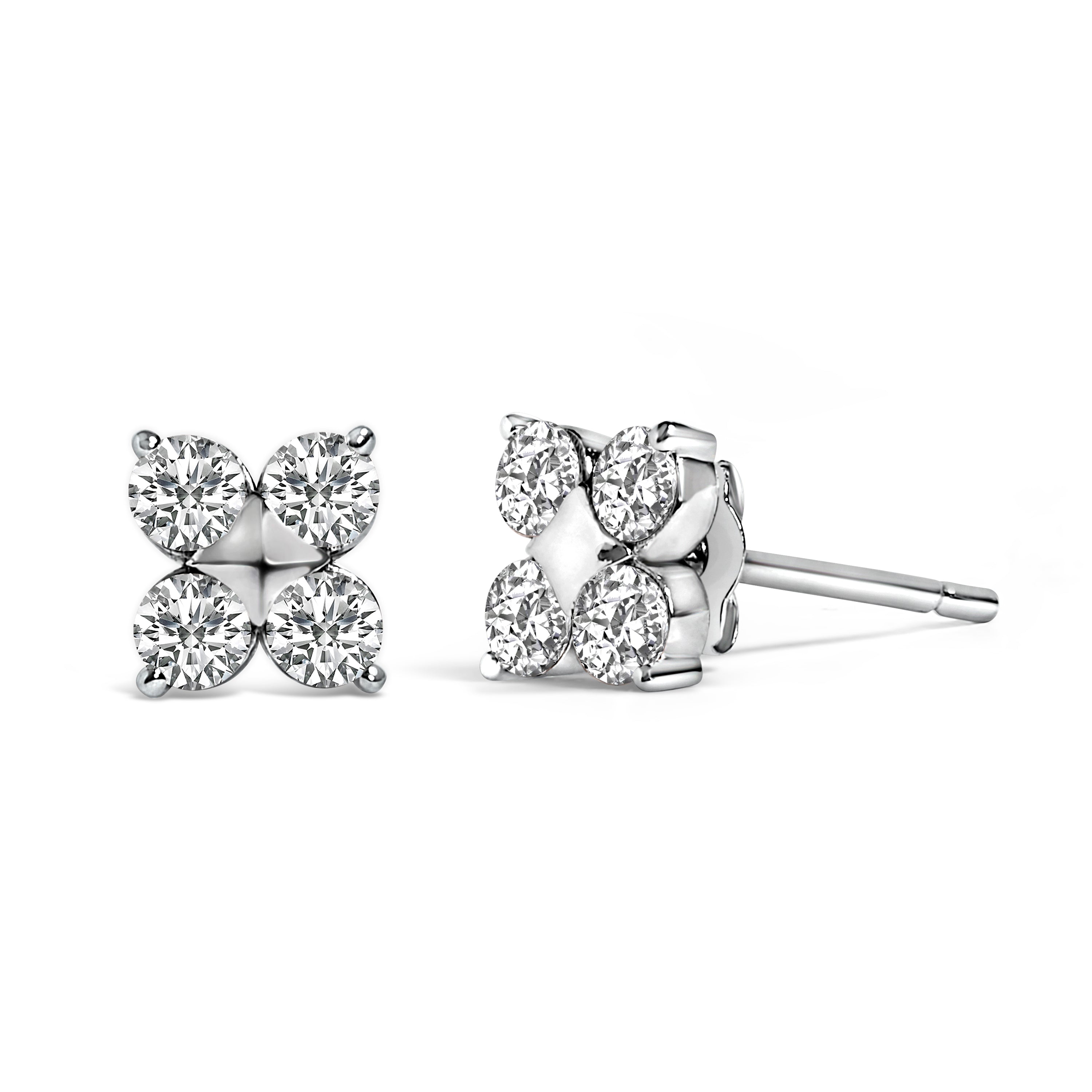 10K White Gold 1/2 Cttw Lab Grown Diamond Snowflake Stud Earrings DestGlow