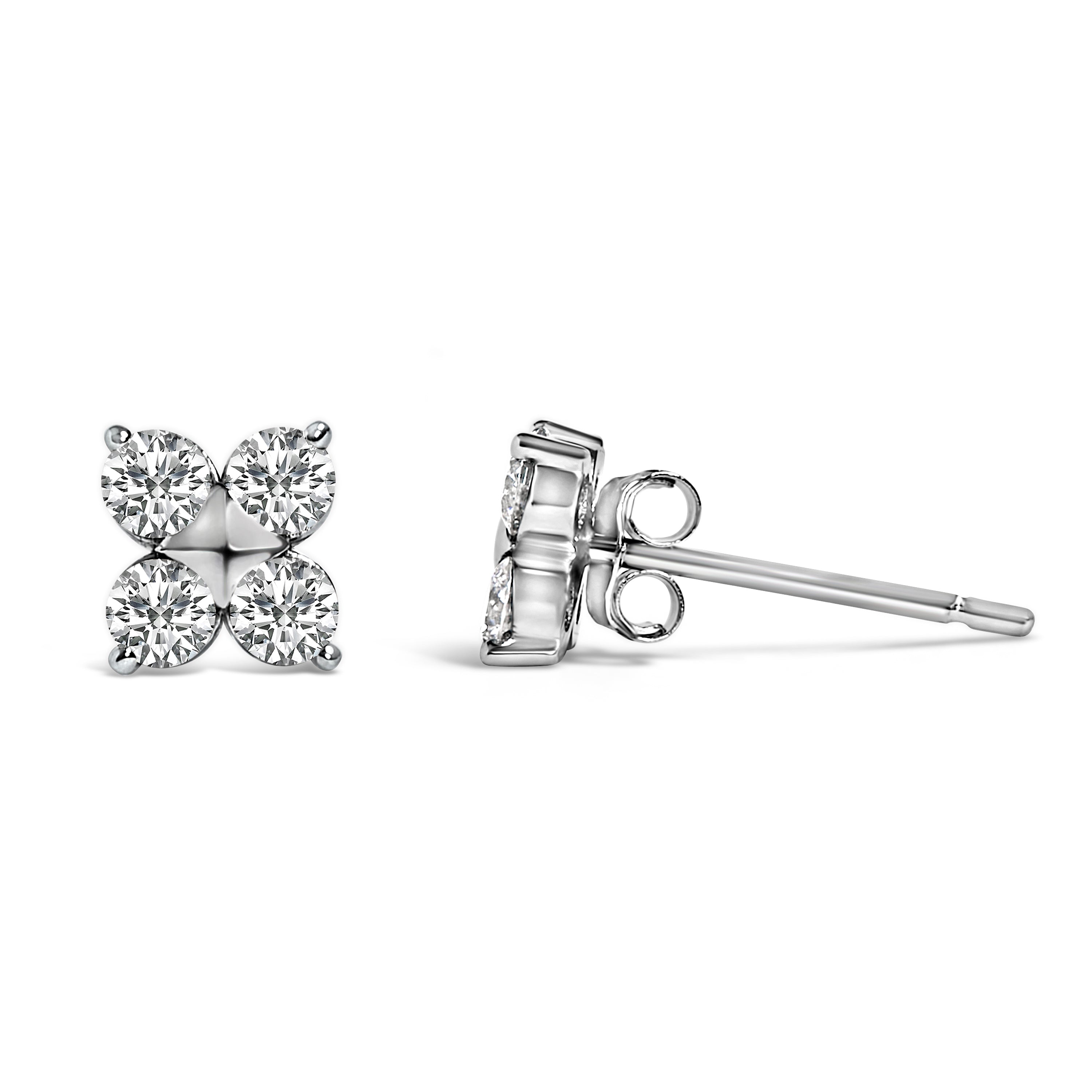 10K White Gold 1/2 Cttw Lab Grown Diamond Snowflake Stud Earrings DestGlow