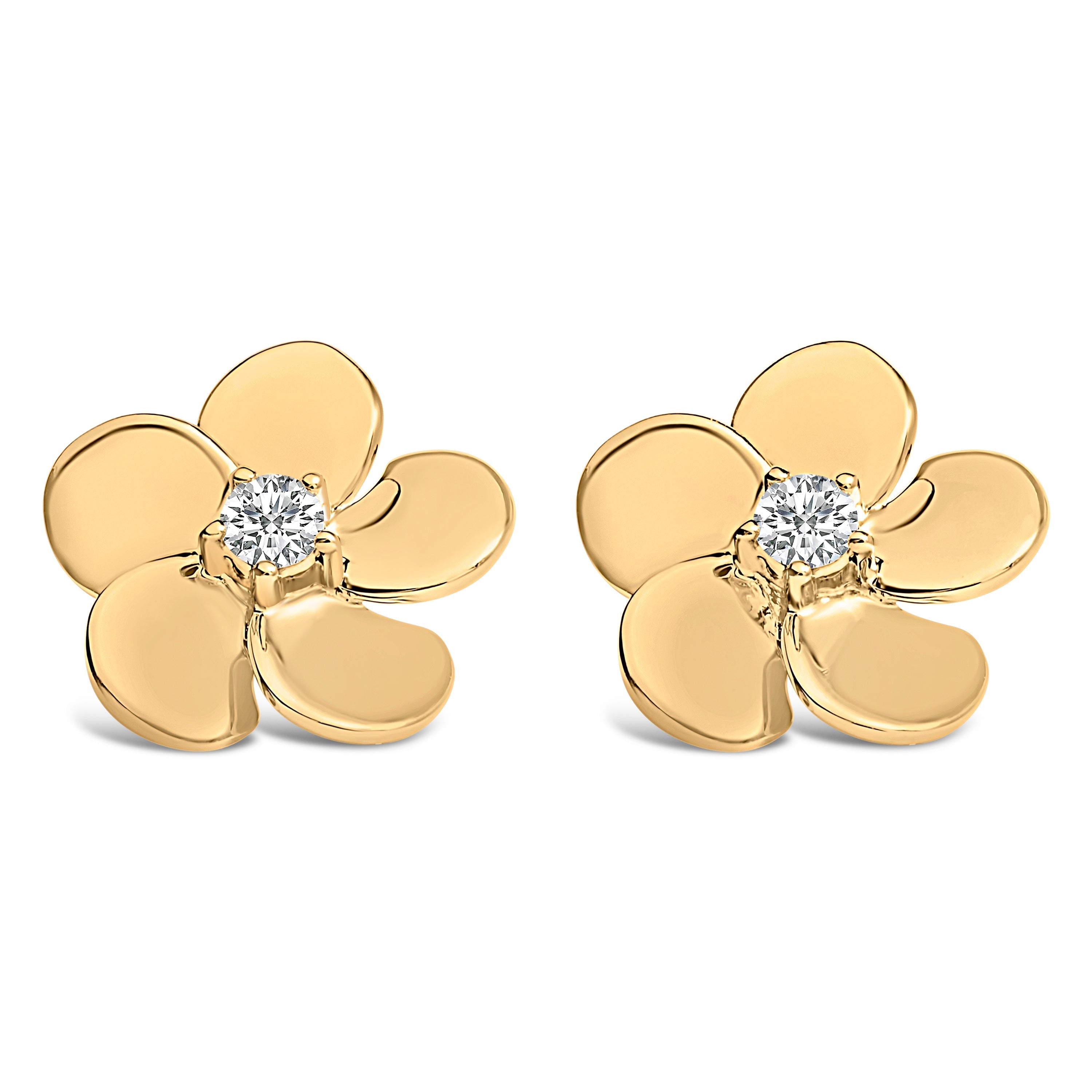 10K White Gold 1/3 Cttw Lab Grown Diamond Flower Petal Stud Earrings DestGlow