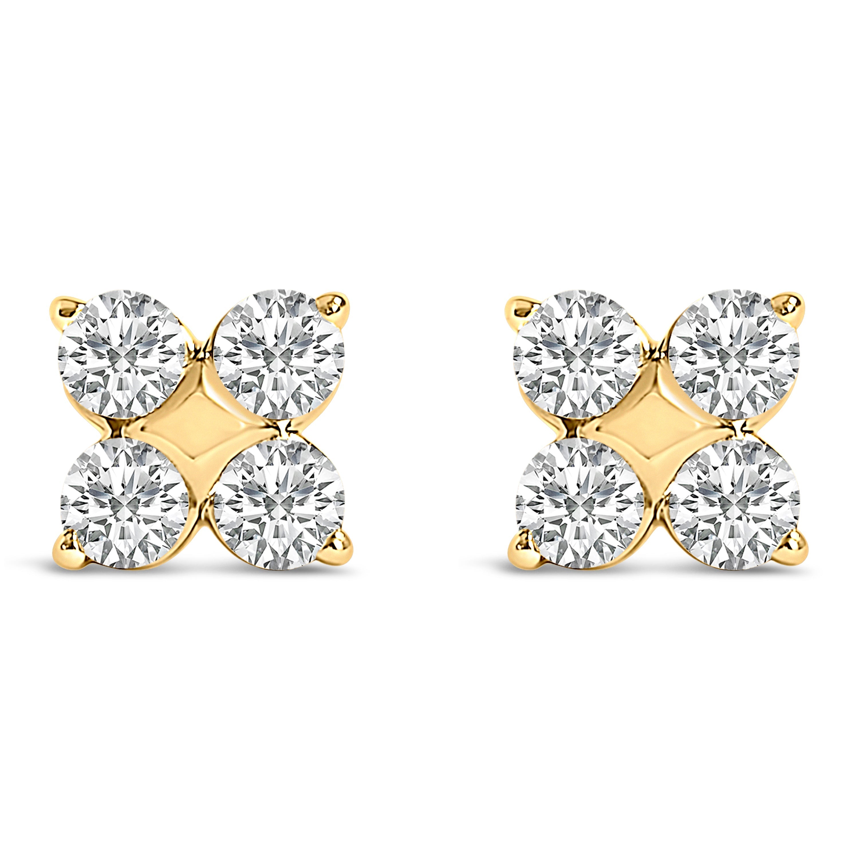10K White Gold 1/2 Cttw Lab Grown Diamond Snowflake Stud Earrings DestGlow