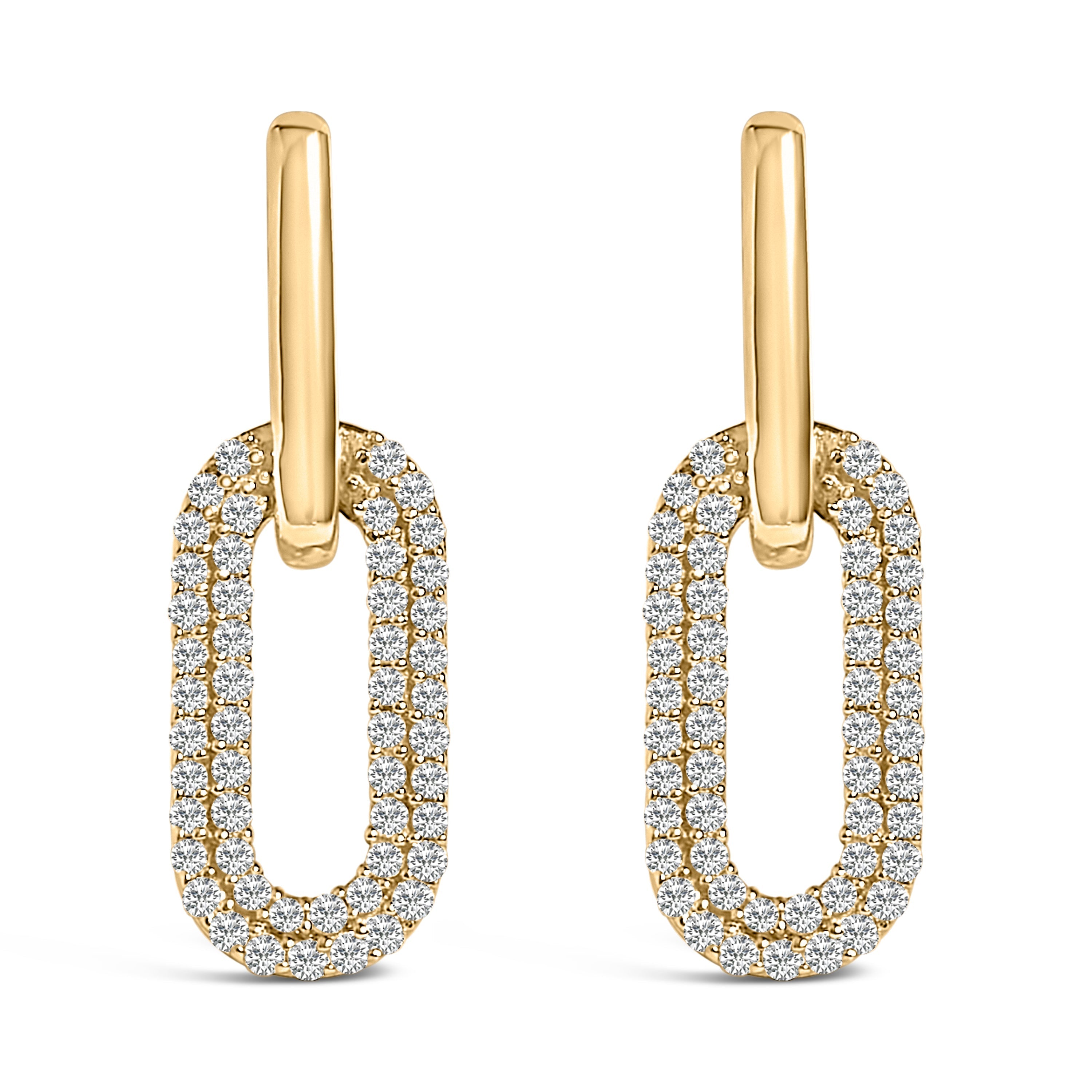 10K White Gold 1/2 Cttw Lab Grown Diamond Dangling Paperclip Drop Earrings DestGlow