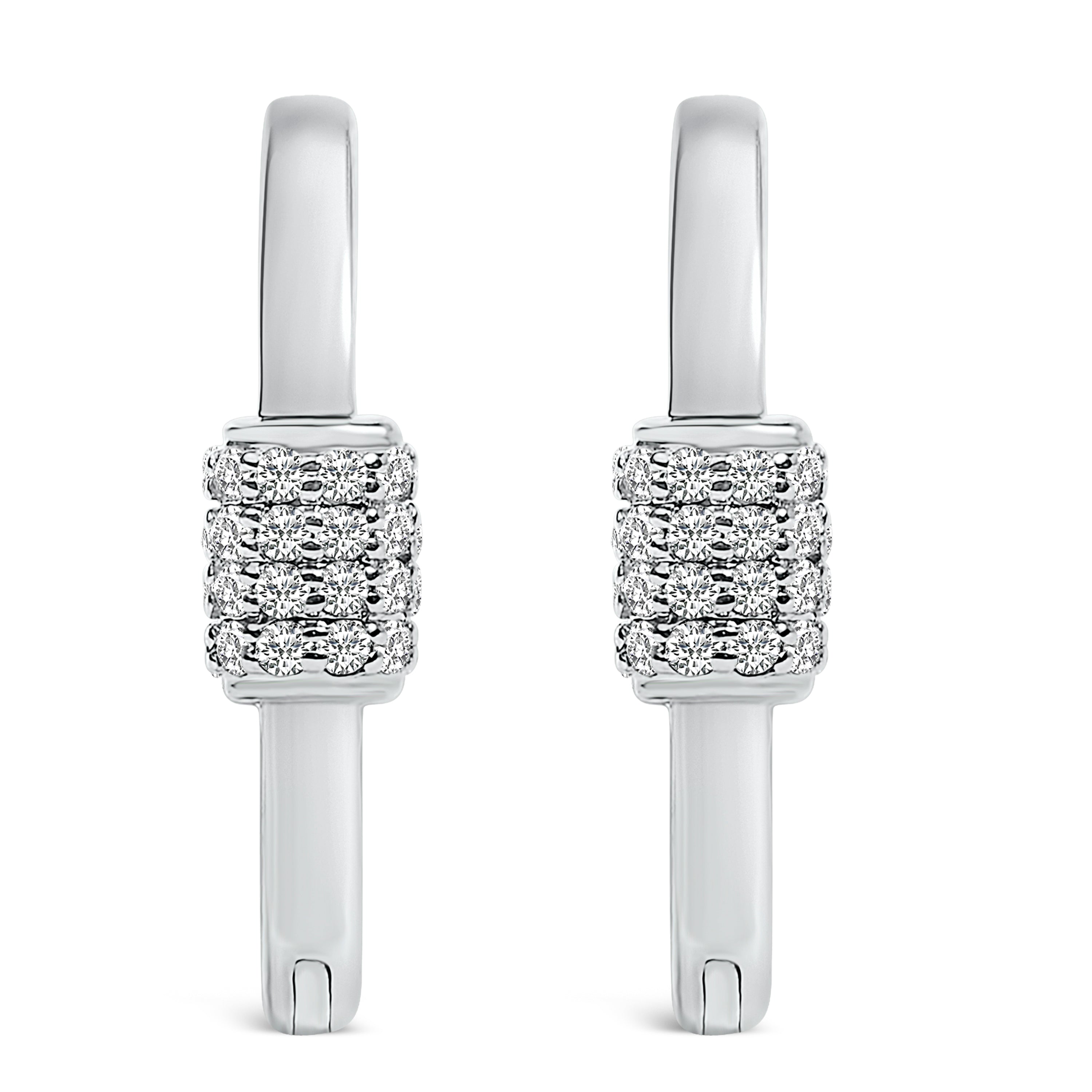 10K White Gold 3/8 Cttw Lab Grown Diamond Heart Shaped Huggie Hoop Earrings DestGlow