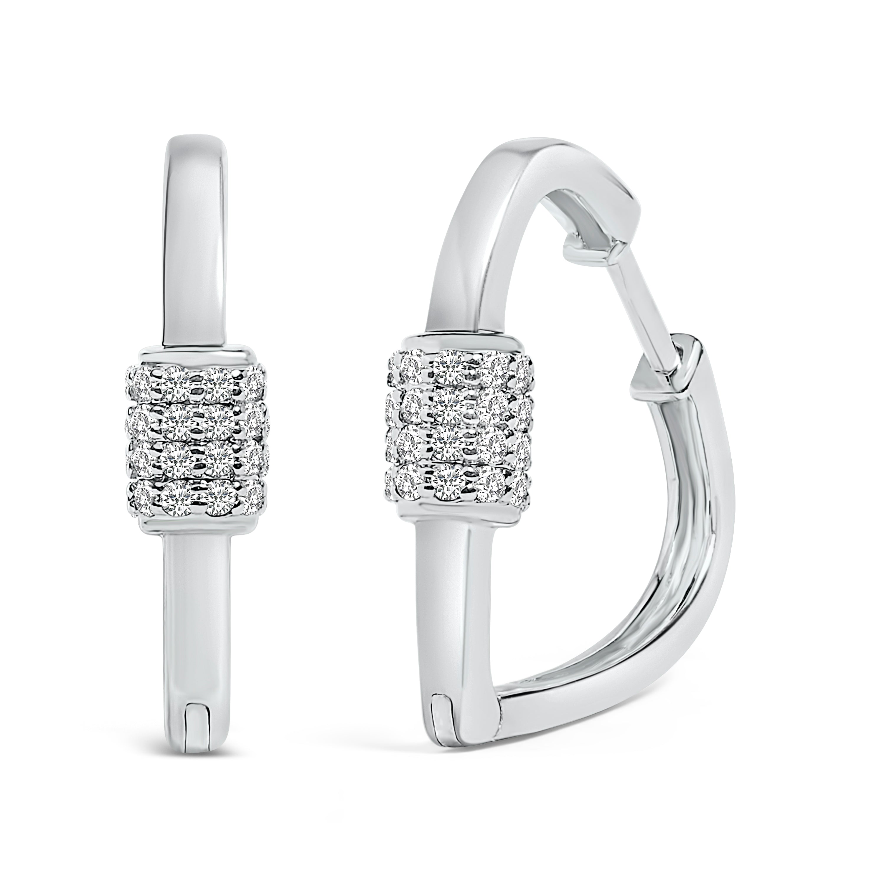 10K White Gold 3/8 Cttw Lab Grown Diamond Heart Shaped Huggie Hoop Earrings DestGlow