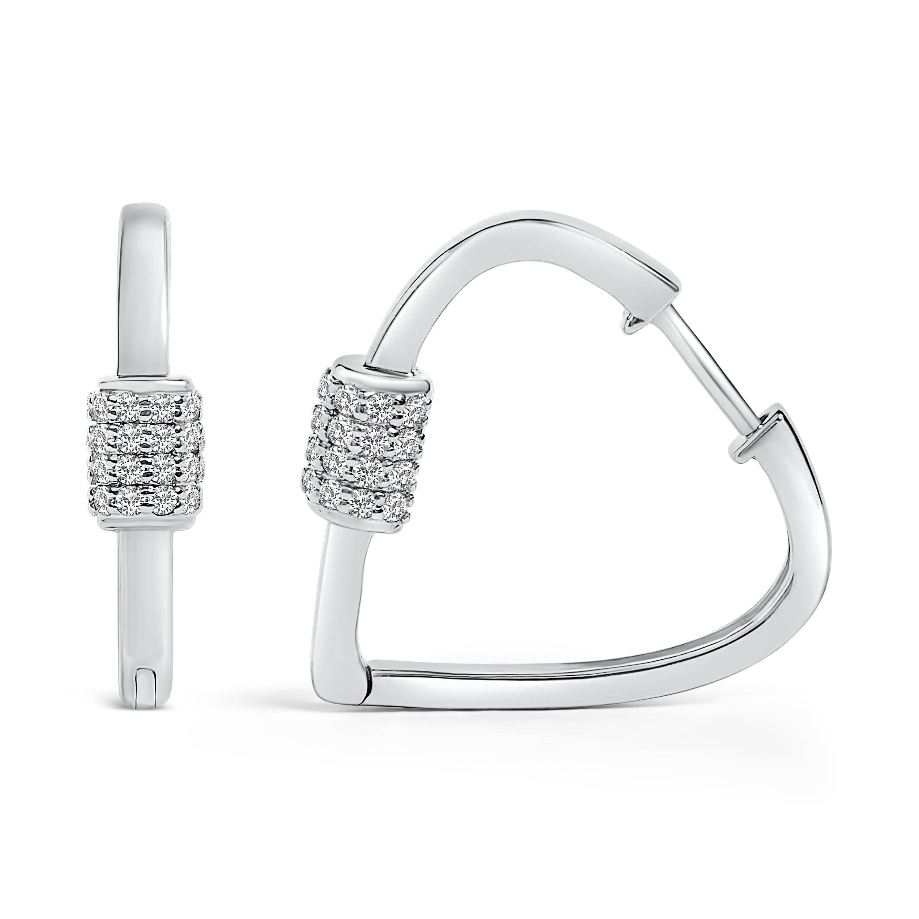 10K White Gold 3/8 Cttw Lab Grown Diamond Heart Shaped Huggie Hoop Earrings DestGlow