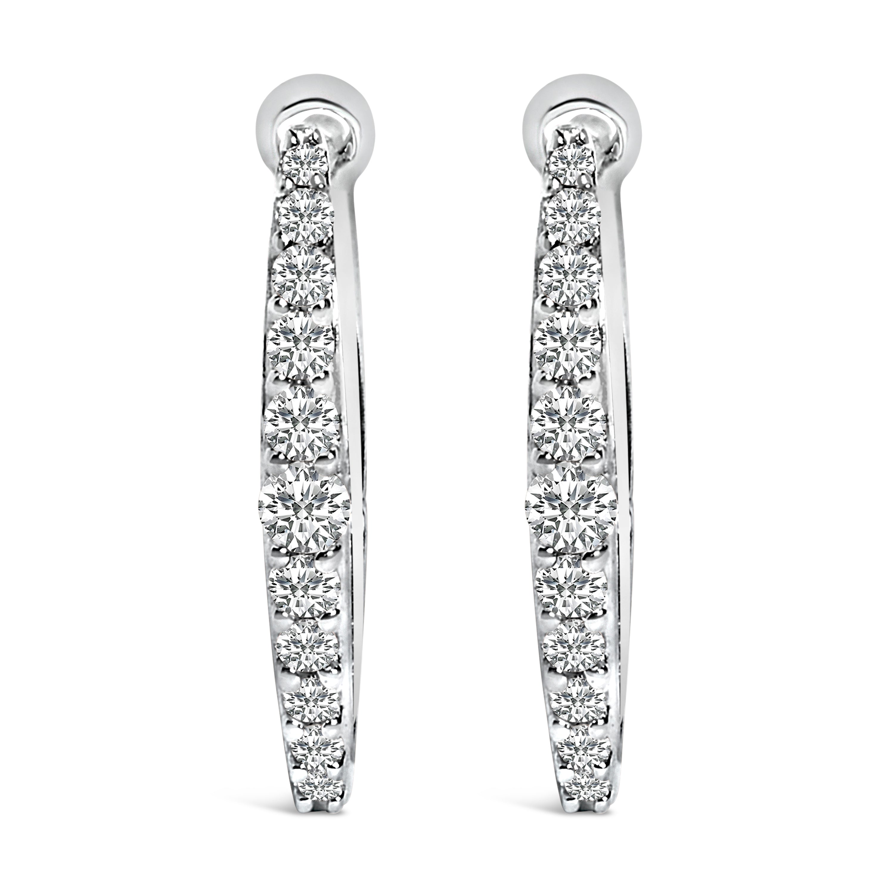 10K White Gold 1/4 Cttw Lab Grown Diamond Heart Shaped Huggy Hoop Earrings DestGlow