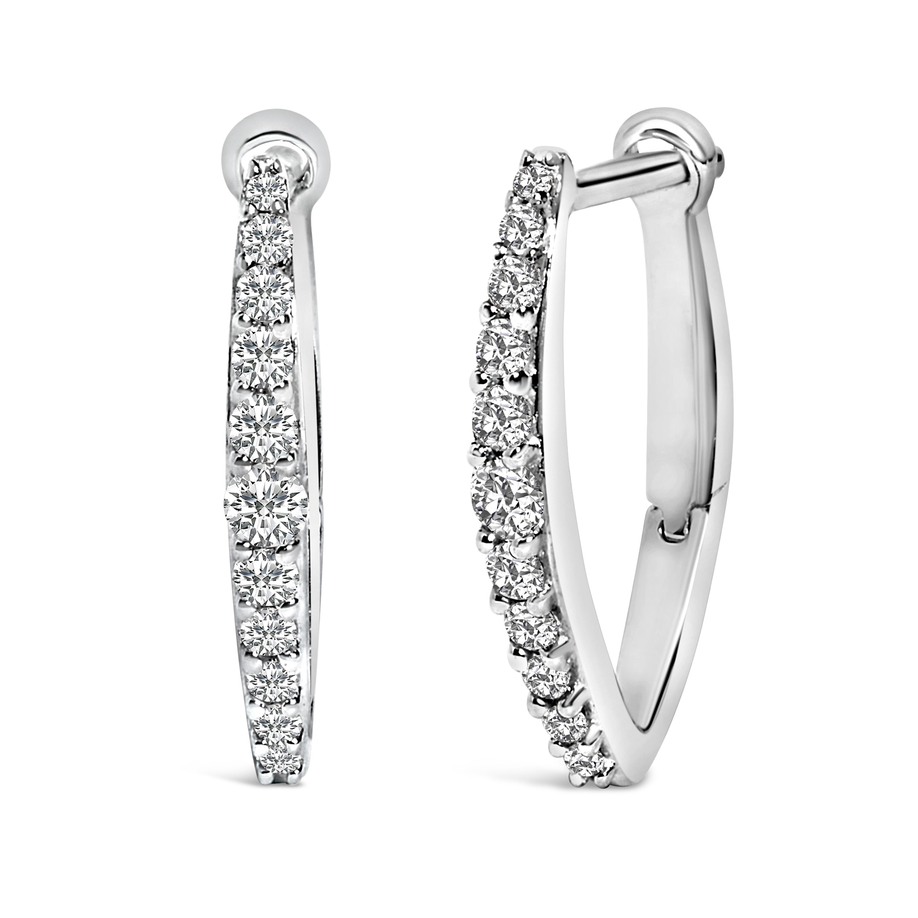 10K White Gold 1/4 Cttw Lab Grown Diamond Heart Shaped Huggy Hoop Earrings DestGlow