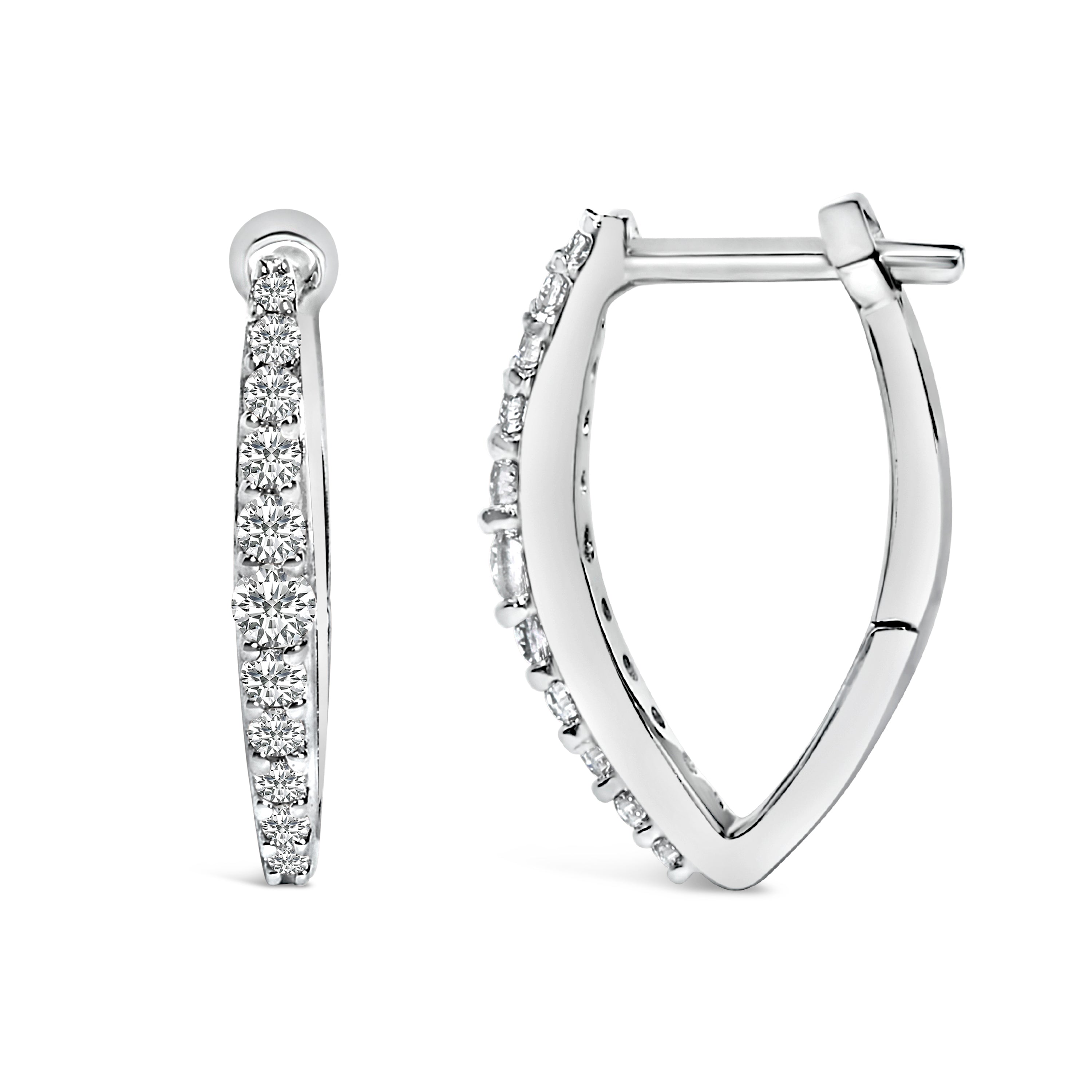 10K White Gold 1/4 Cttw Lab Grown Diamond Heart Shaped Huggy Hoop Earrings DestGlow