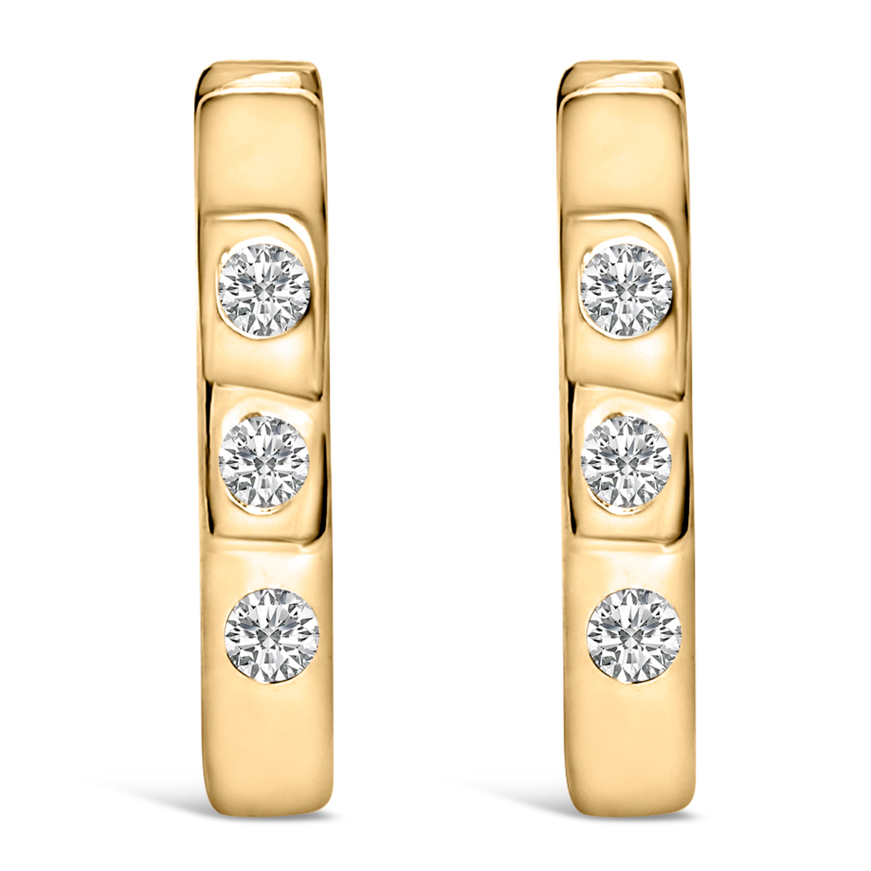 10K White Gold 1/10 Cttw Three Stone Lab Grown Diamond Oval Huggies Hoop Earrings DestGlow