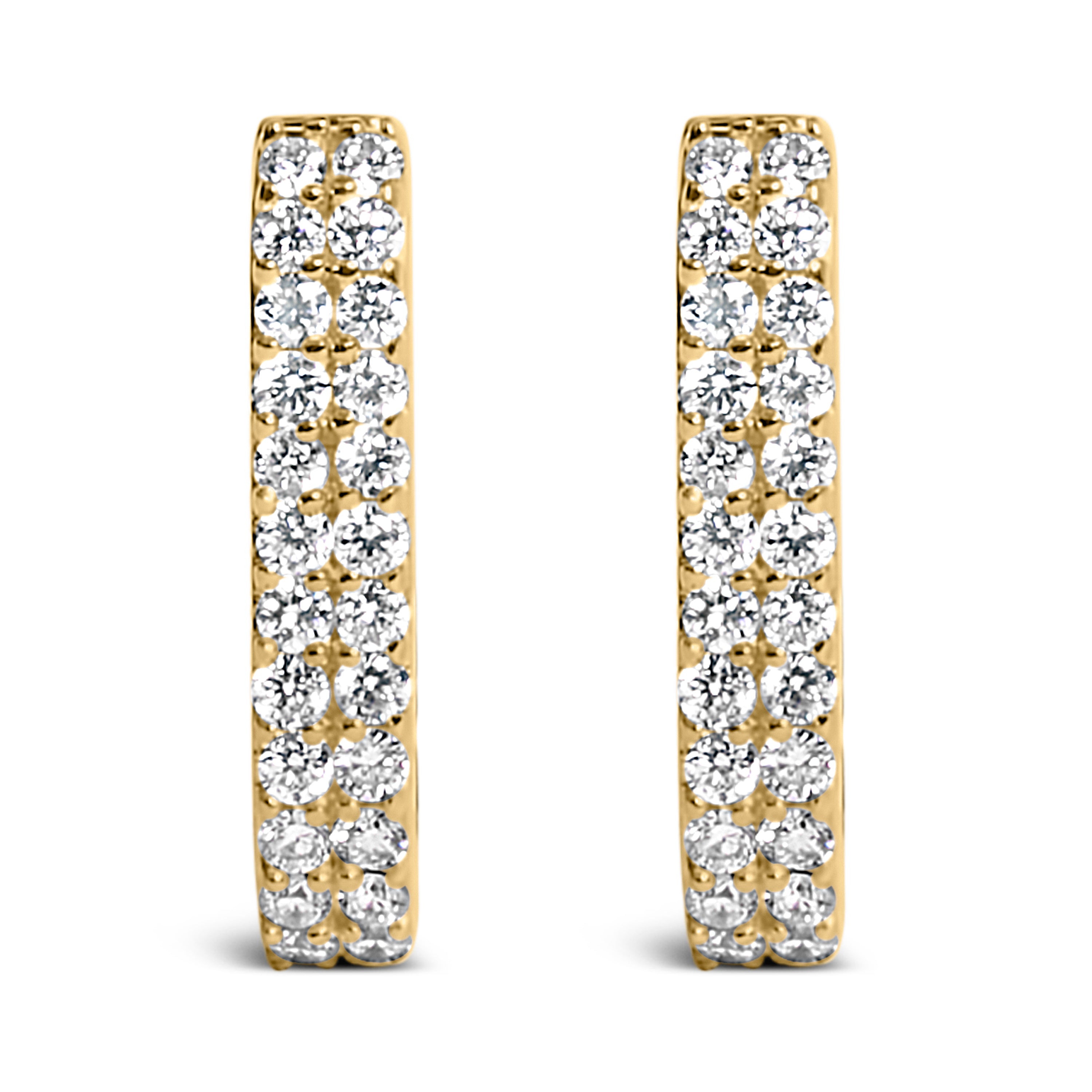 10K White Gold 1/4 Cttw Lab Grown Diamond Double Row Huggie Hoop Earrings DestGlow