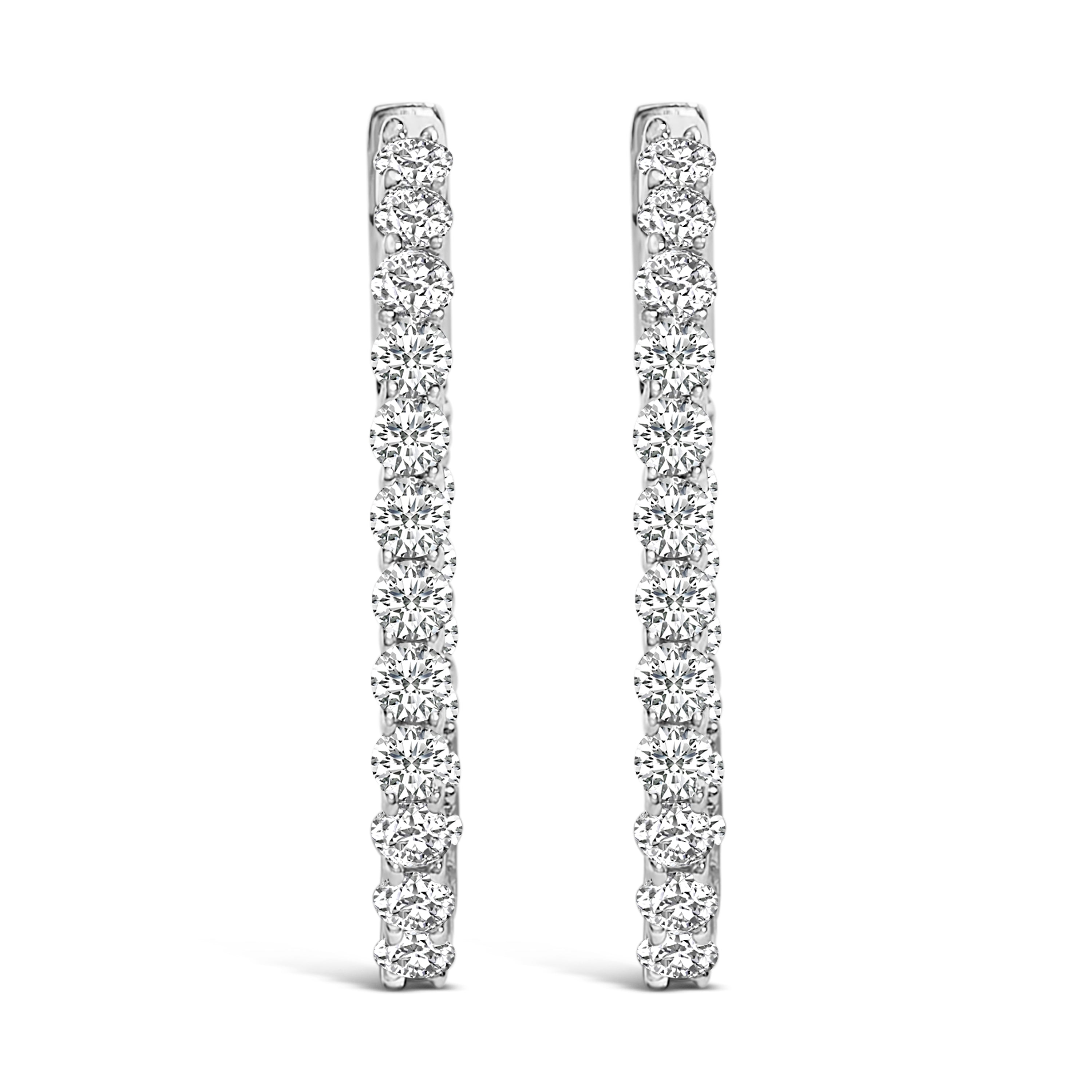 14K White Gold 1.0 Cttw Oval Lab Grown Diamond Hoop Earrings DestGlow