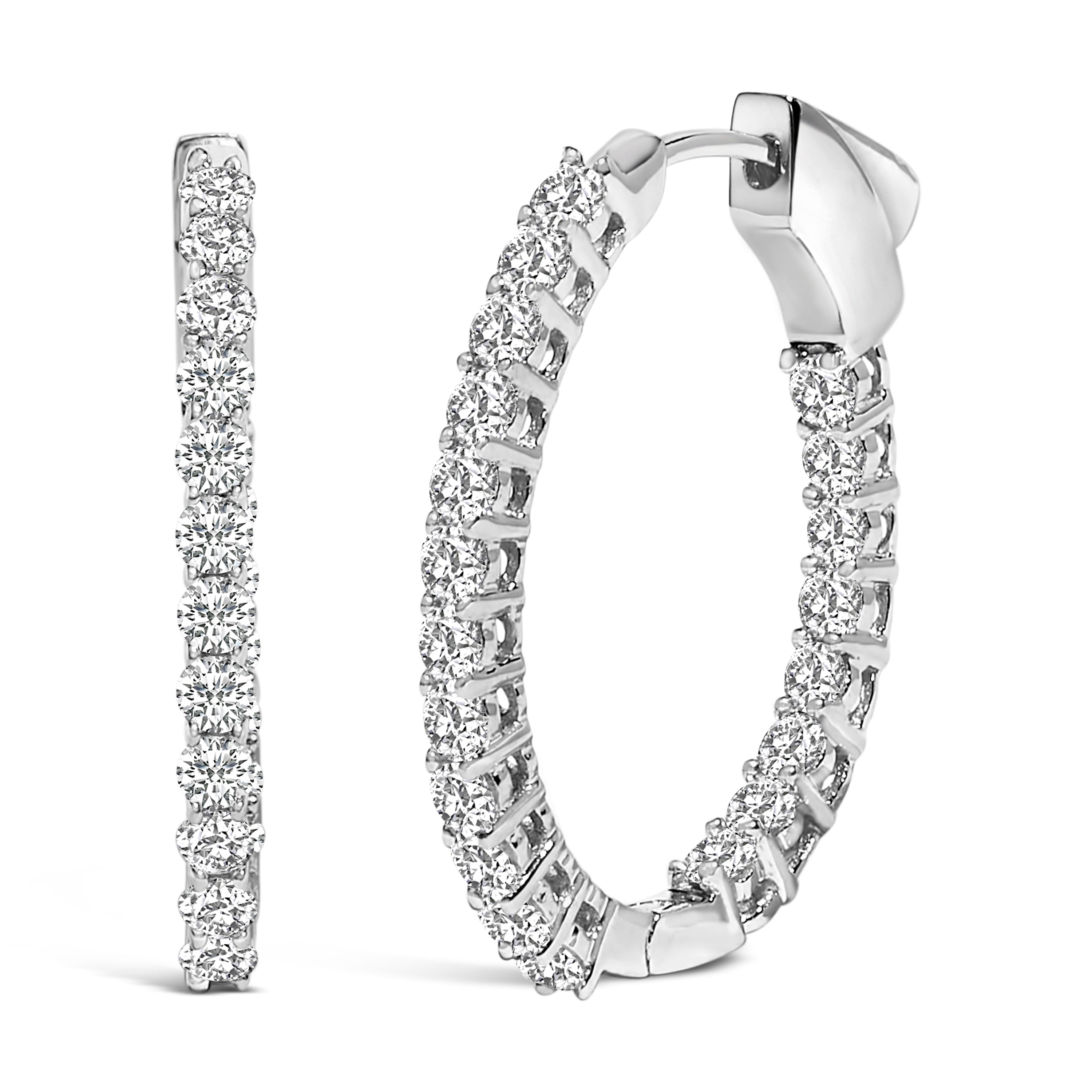 14K White Gold 1.0 Cttw Oval Lab Grown Diamond Hoop Earrings DestGlow
