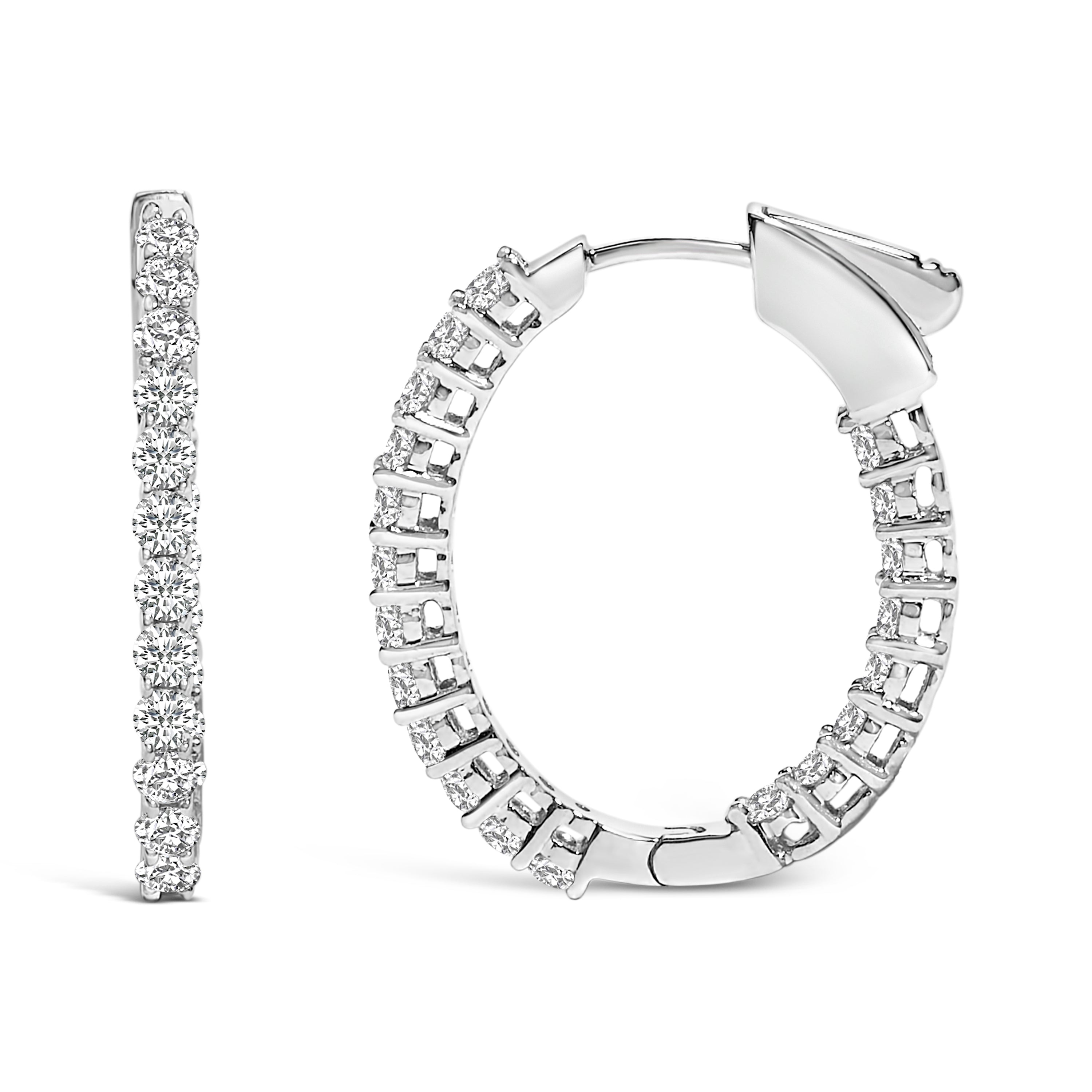 14K White Gold 1.0 Cttw Oval Lab Grown Diamond Hoop Earrings DestGlow