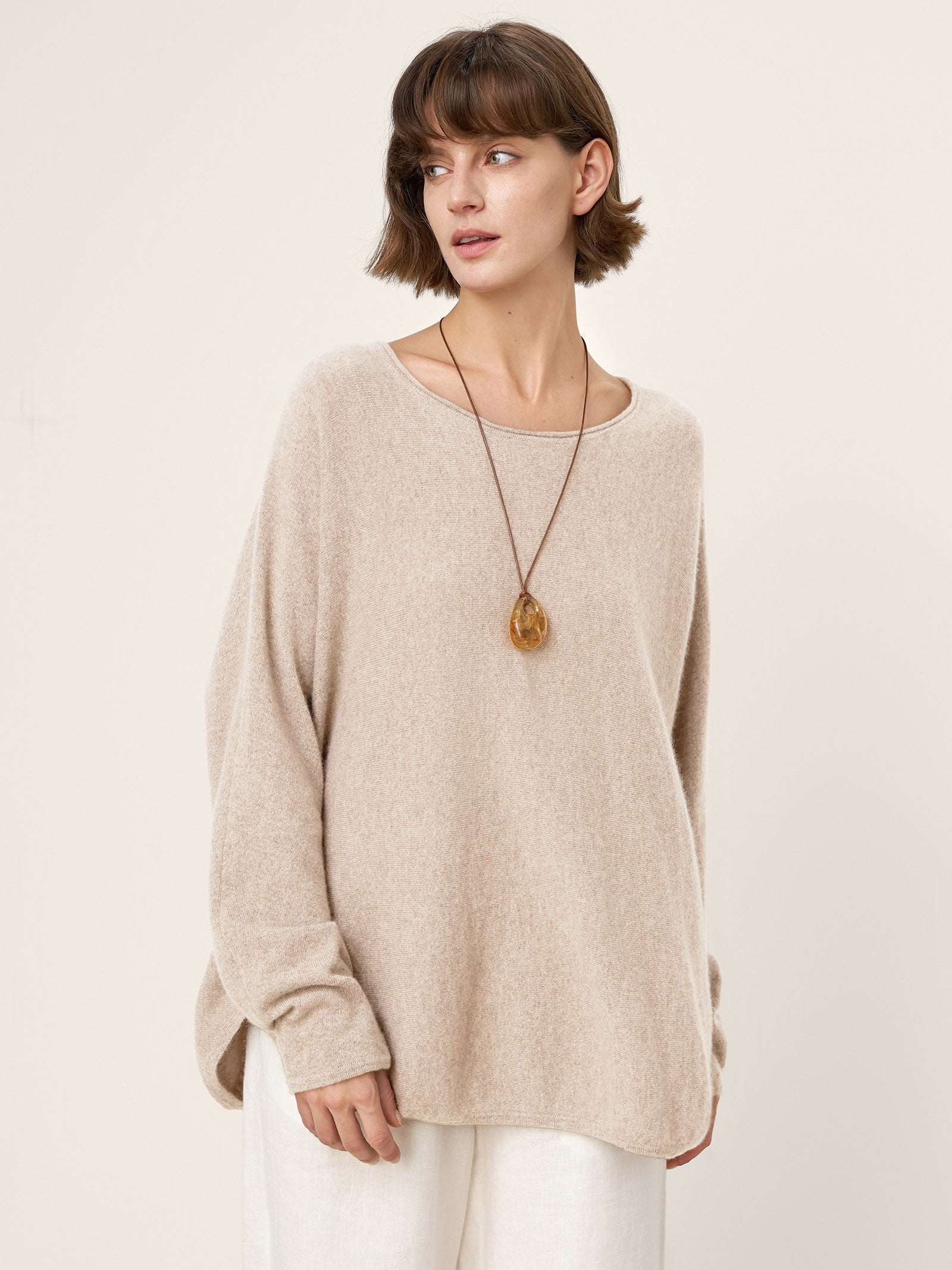 100% Mongolian Cashmere Hand-Finished Rolled Edge Knit Top AMARA DestGlow
