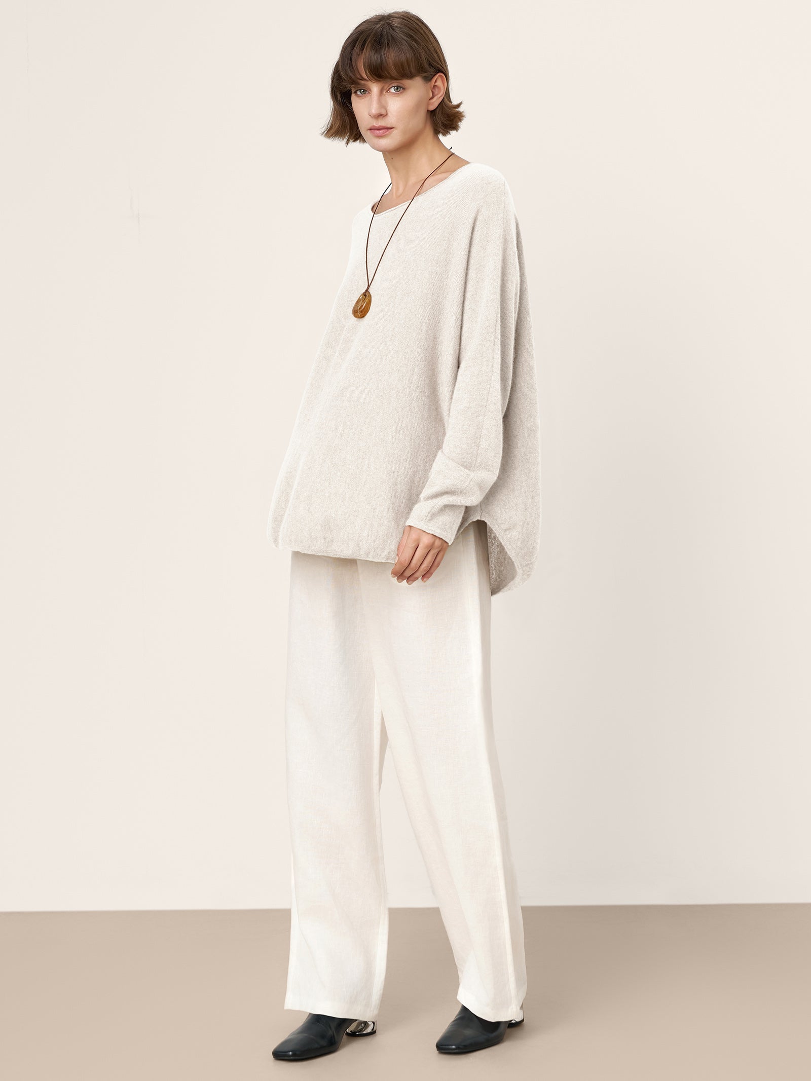100% Mongolian Cashmere Hand-Finished Rolled Edge Knit Top AMARA DestGlow