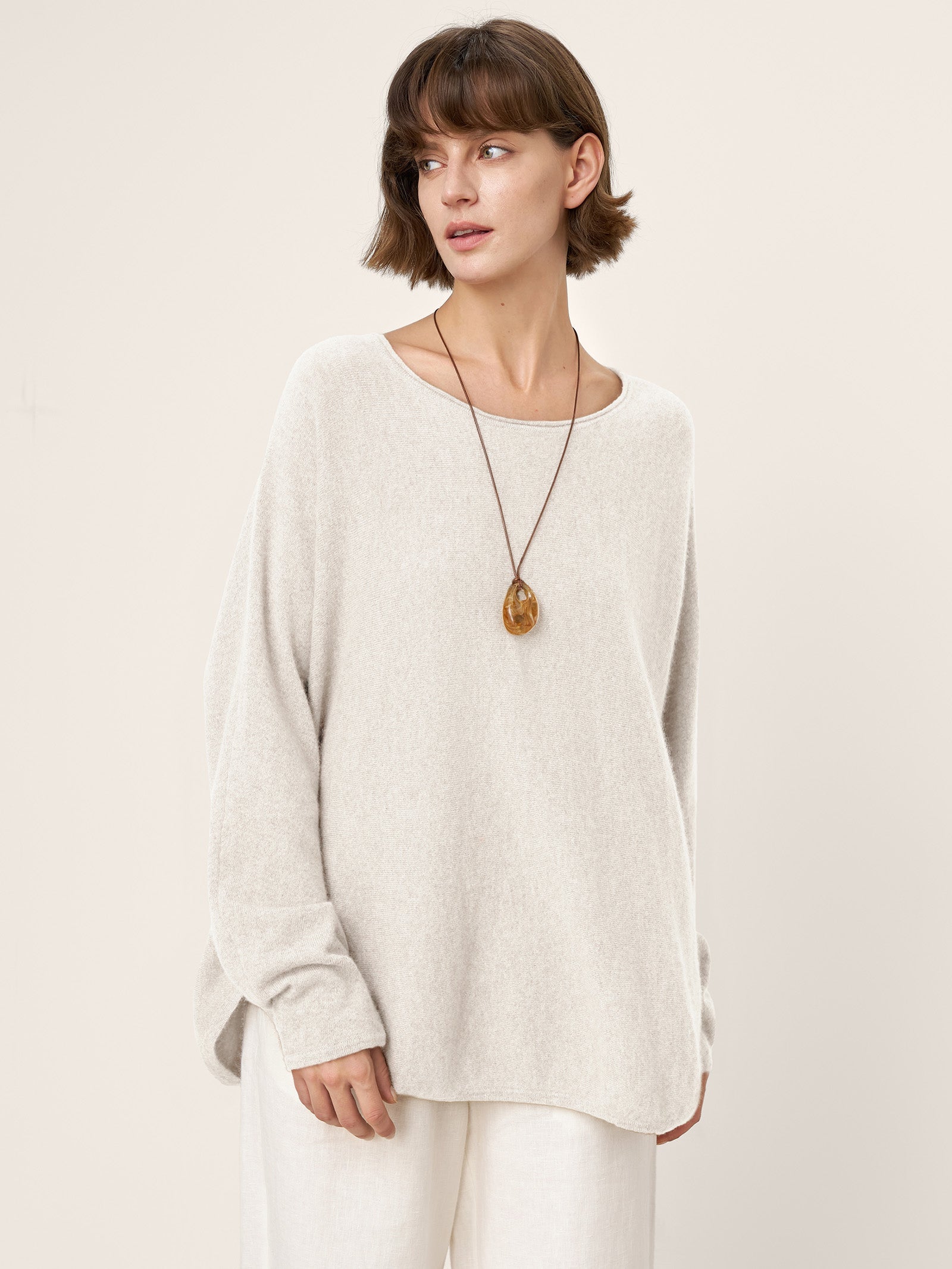 100% Mongolian Cashmere Hand-Finished Rolled Edge Knit Top AMARA DestGlow