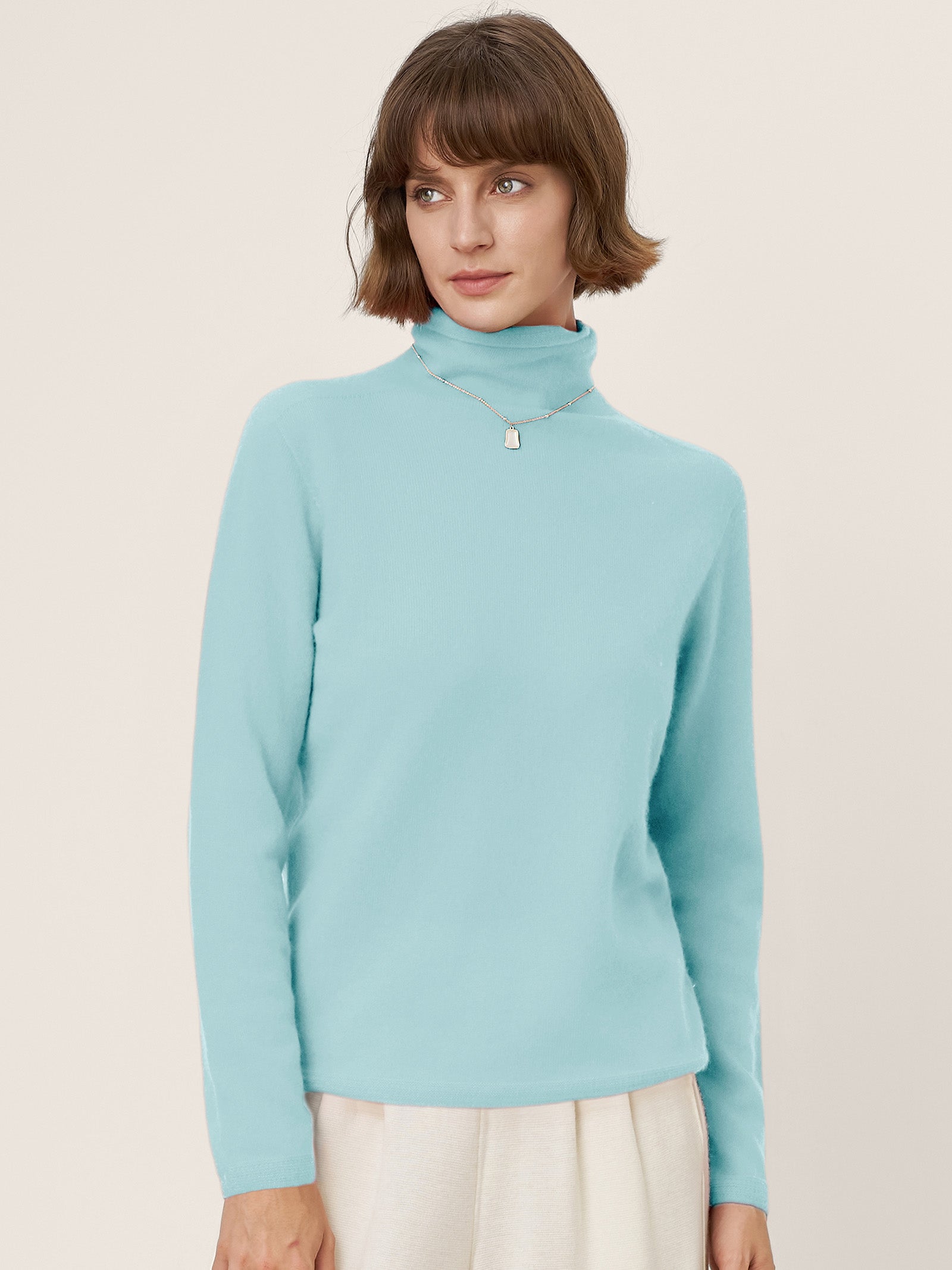 Premium Cashmere Blend Hand-Finished Seamless Turtleneck Knit Top TOVE by LINTICO
