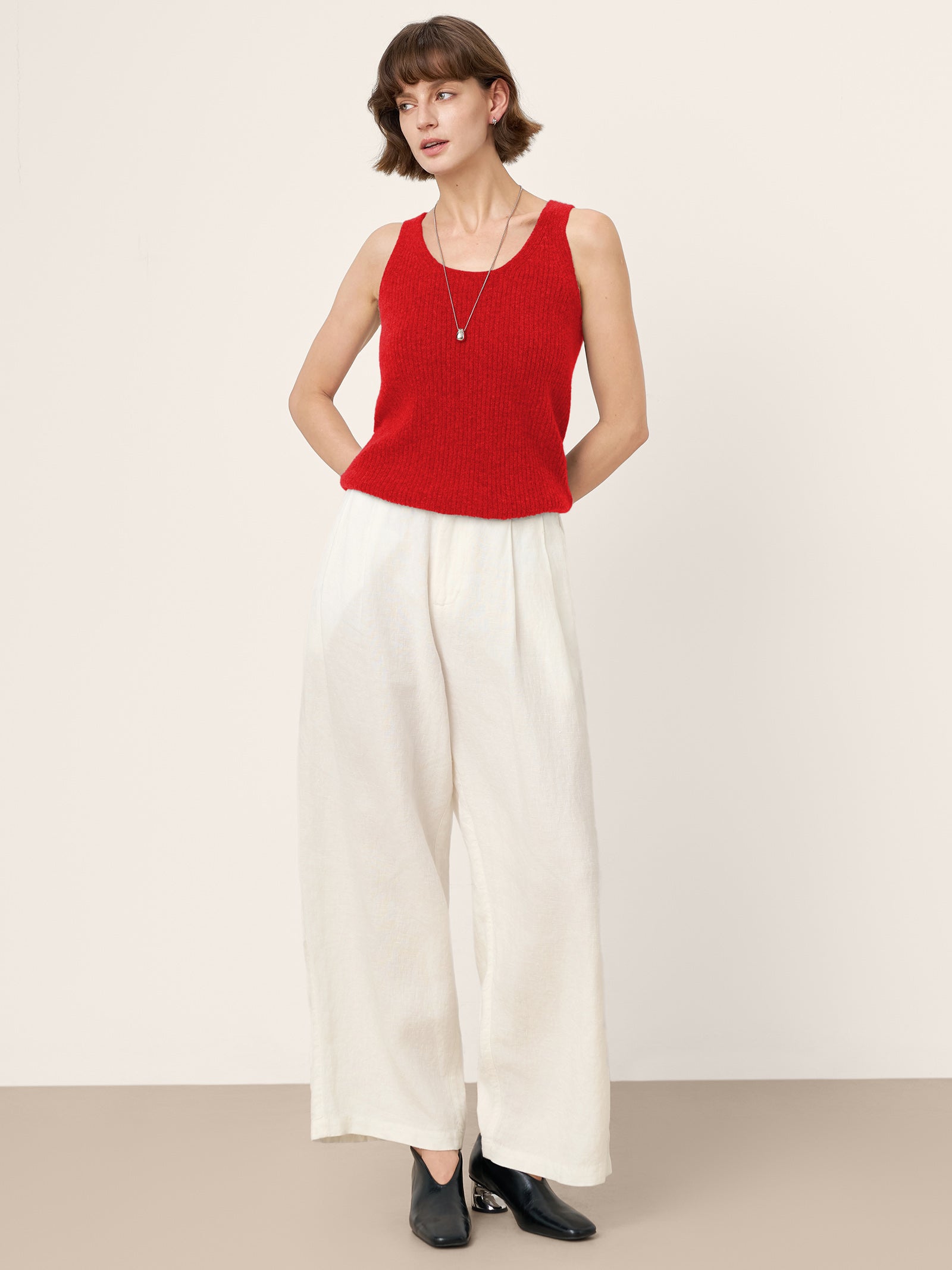 100% Mongolian Cashmere Versatile Crew Neck Tank Top VIVIANA by LINTICO