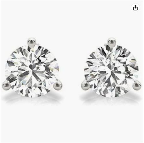 Moissanite Stud Earrings - 0.62 Ct Round Cut 925 Sterling Silver