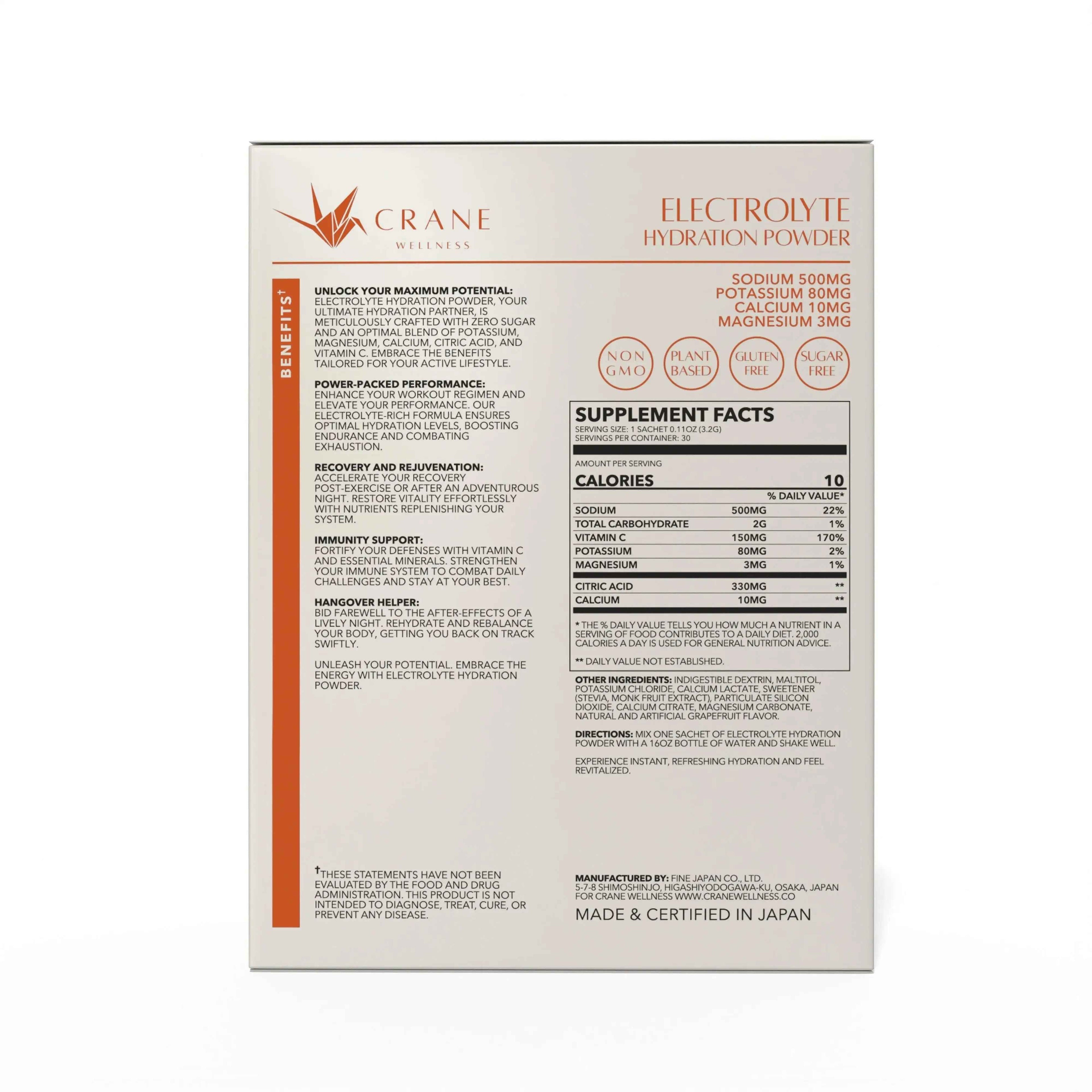 Electrolyte Hydration Powder by Crane Wellness