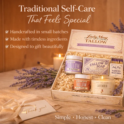 Lavender Tallow Gift Set - Premium Relaxation Bundle | Skincare, Candle & Soap by Lady May Tallow