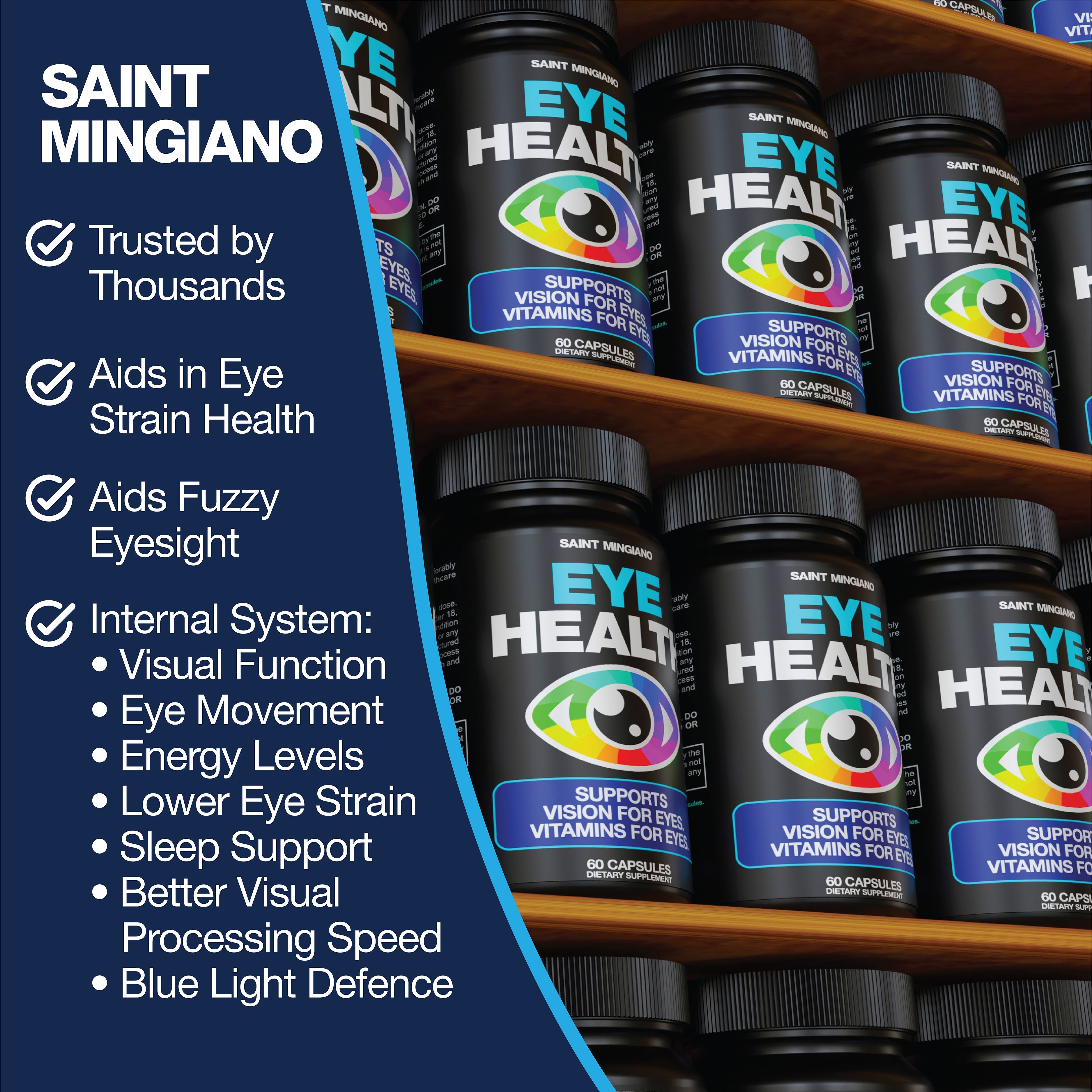 Eye Health & Vision Vitamins Supplement 60 Capsules by Saint Mingiano - Supplements & Wellness Dedicated to Holistic Health