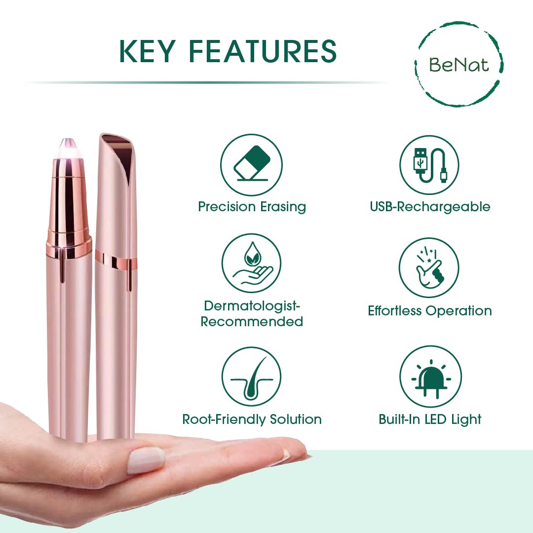 The Effortless Beauty Kit -Facial Hair Remover, Eyebrow Trimmer & Heated Eyelash Curler Set