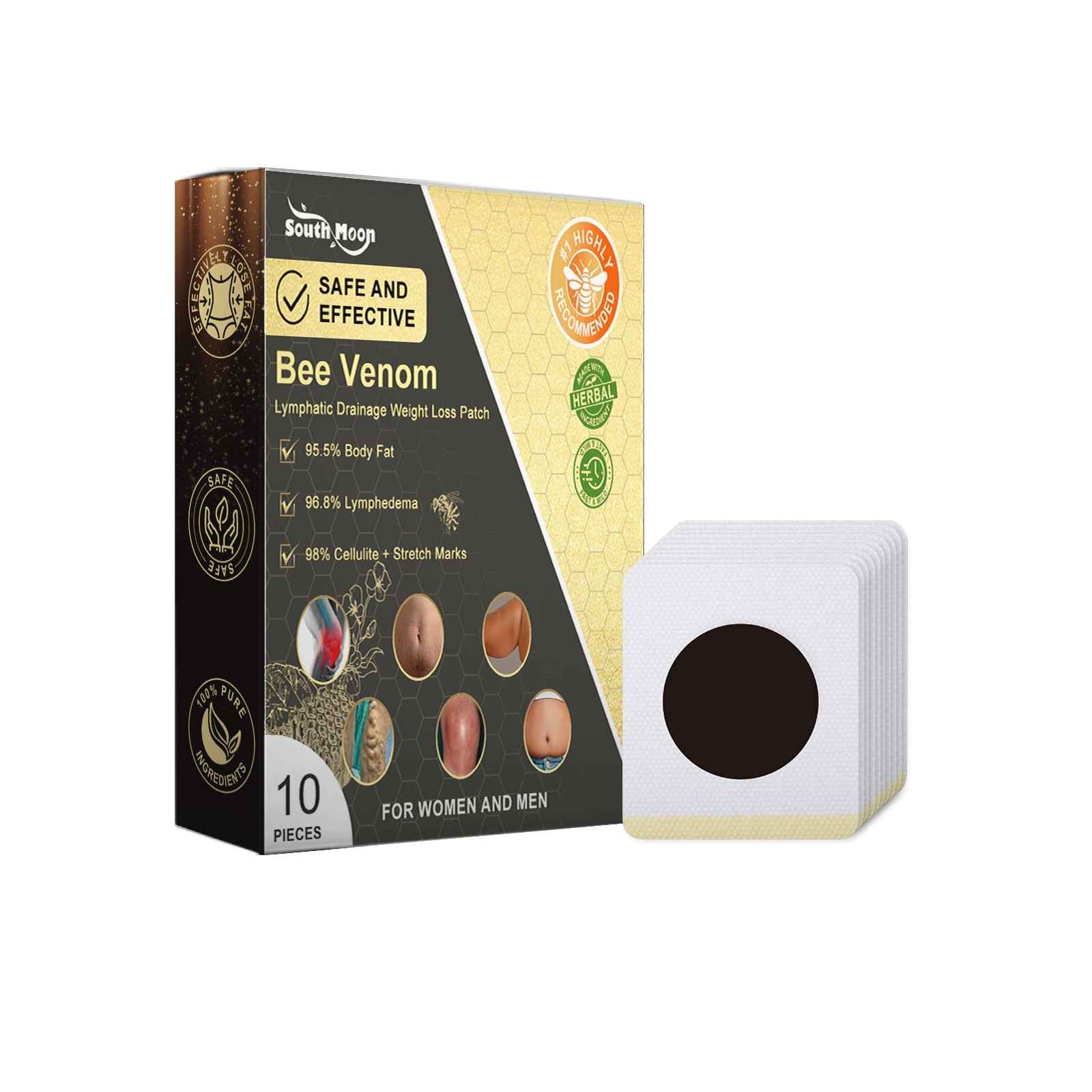 Bee Venom Lymphatic Drainage Weight Loss Patch, Lymphatic Slimming Paste Shaping Slimming Digestion Health Vitality Detumescence Care Body Shaping Considerate