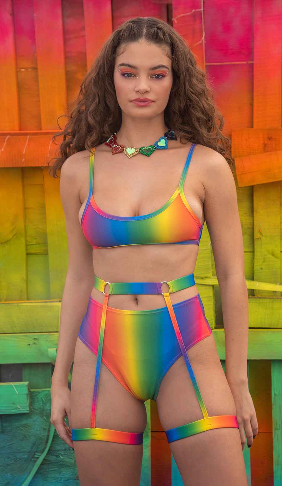 ElectroGlow Rainbow Rave Shorts