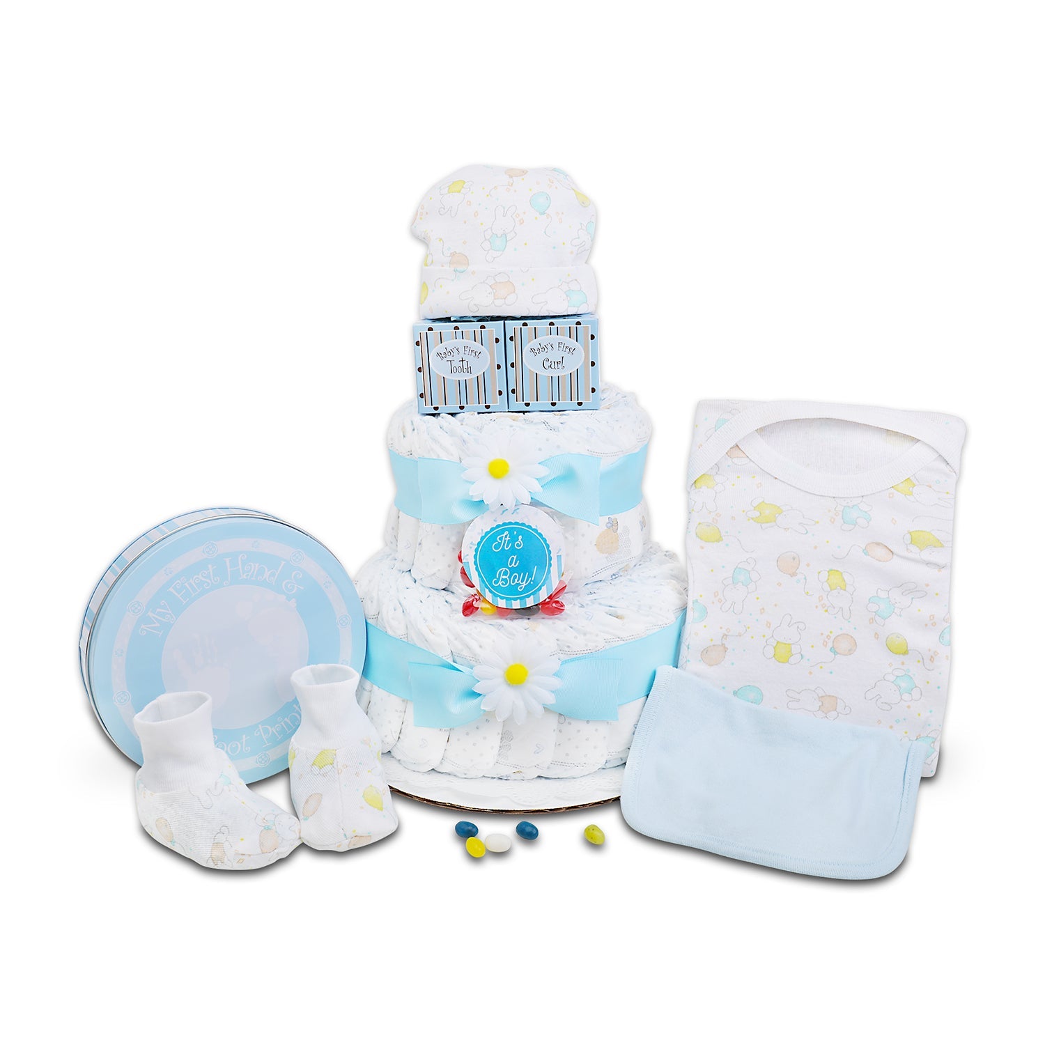 Blue Two- Tier Diaper Cake by Alder Creek Gift Baskets