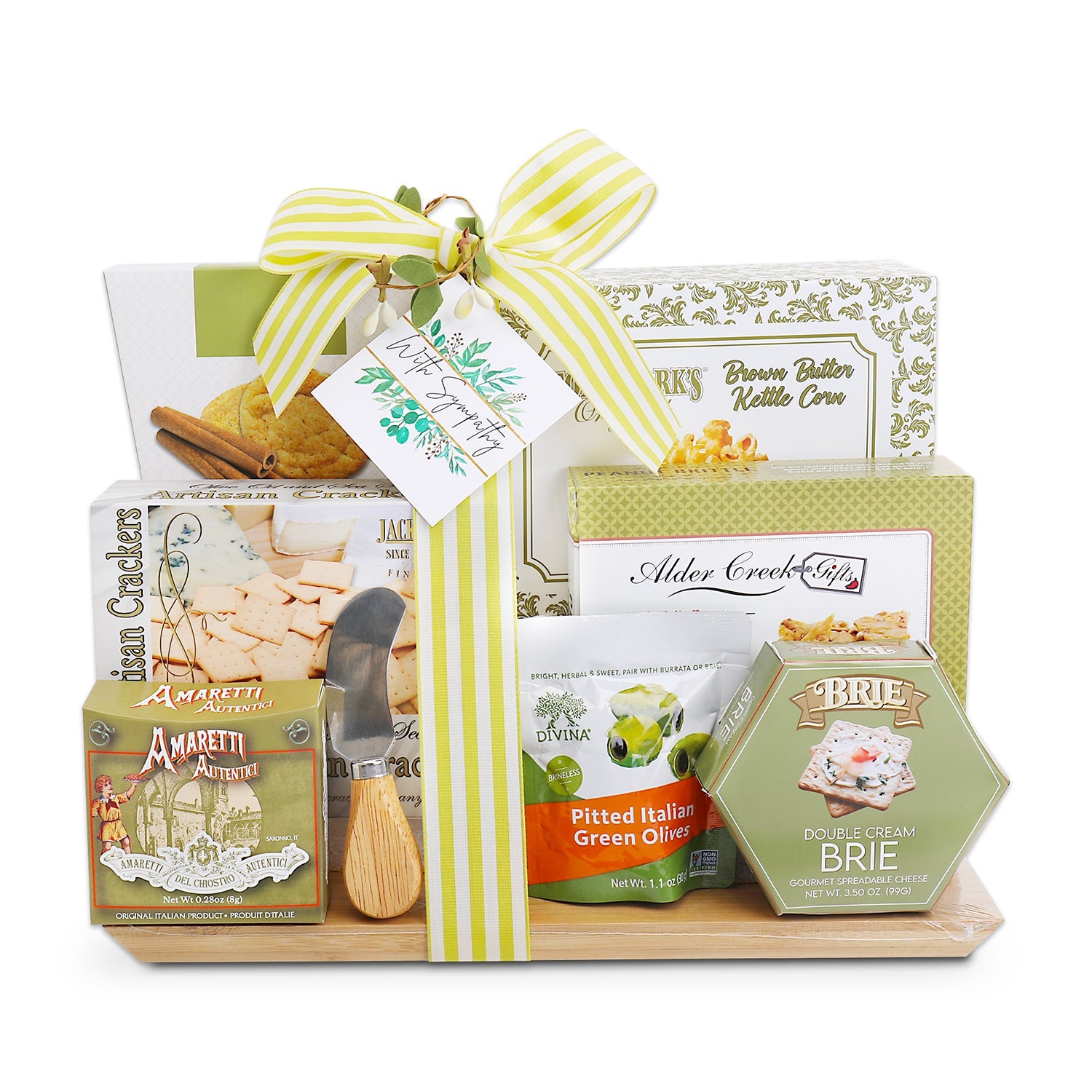 With Sympathy Cutting Board Gift Basket DestGlow