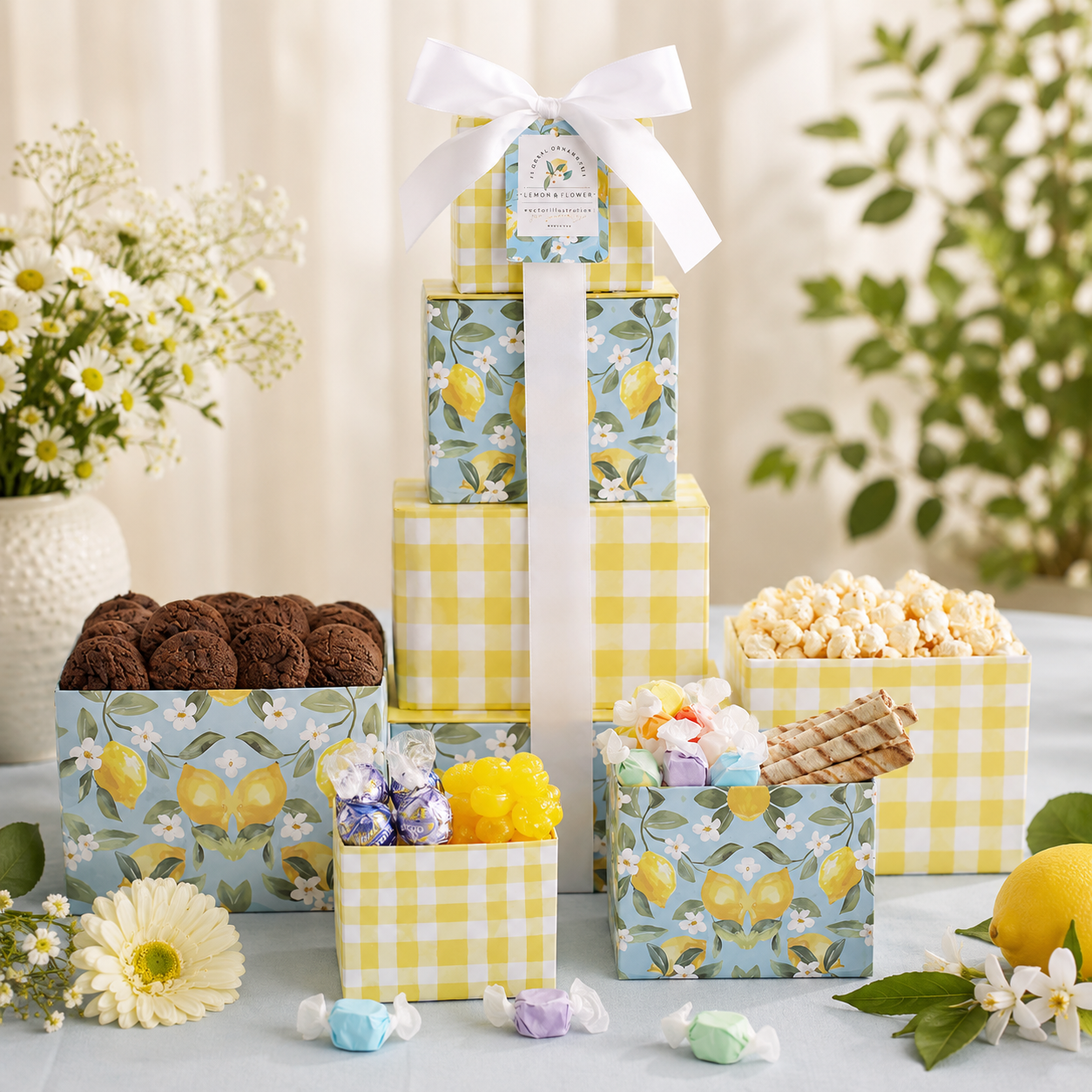 Sweet Sunshine Floral Summer Gift Tower DestGlow