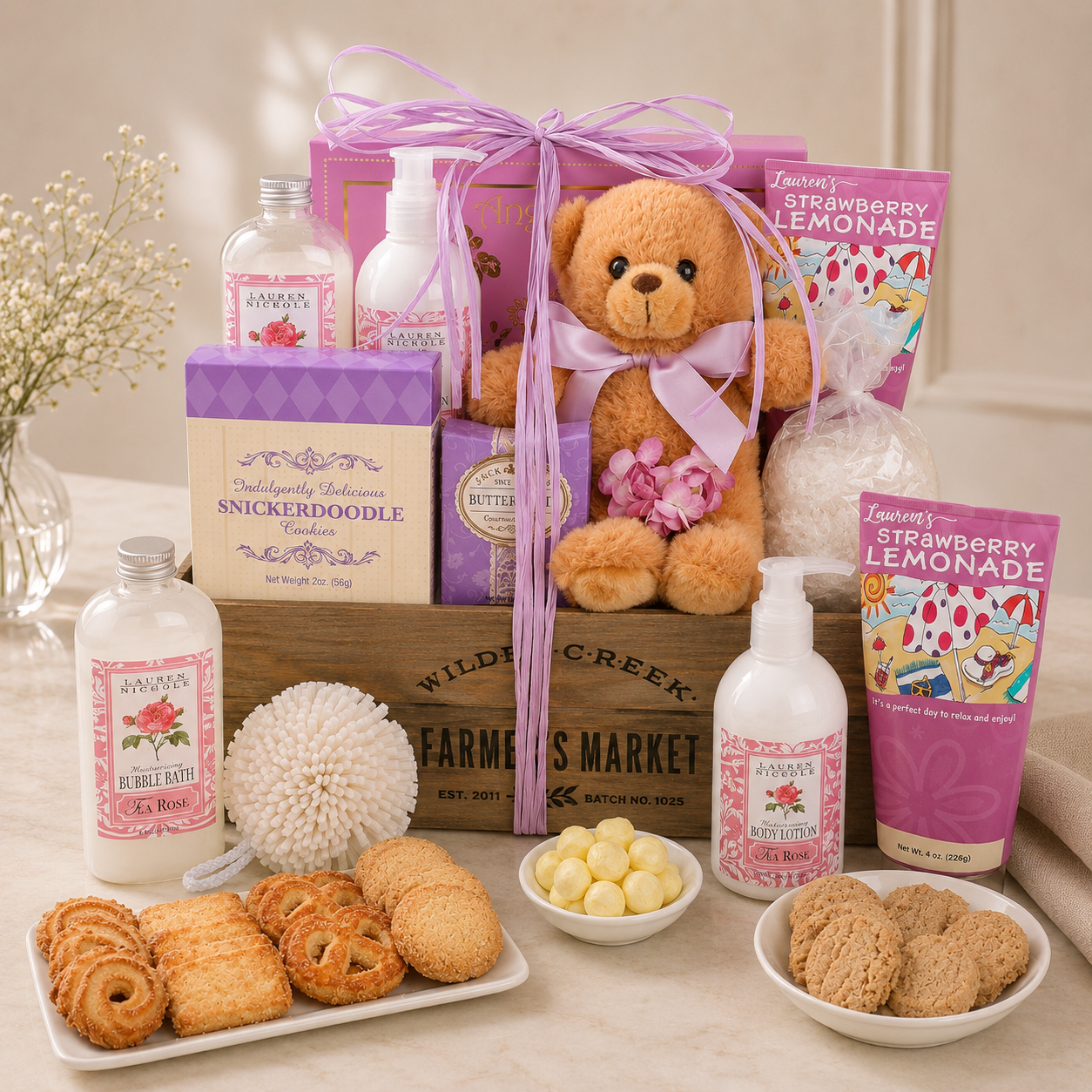 Pampered Rose Spa Gift Basket DestGlow