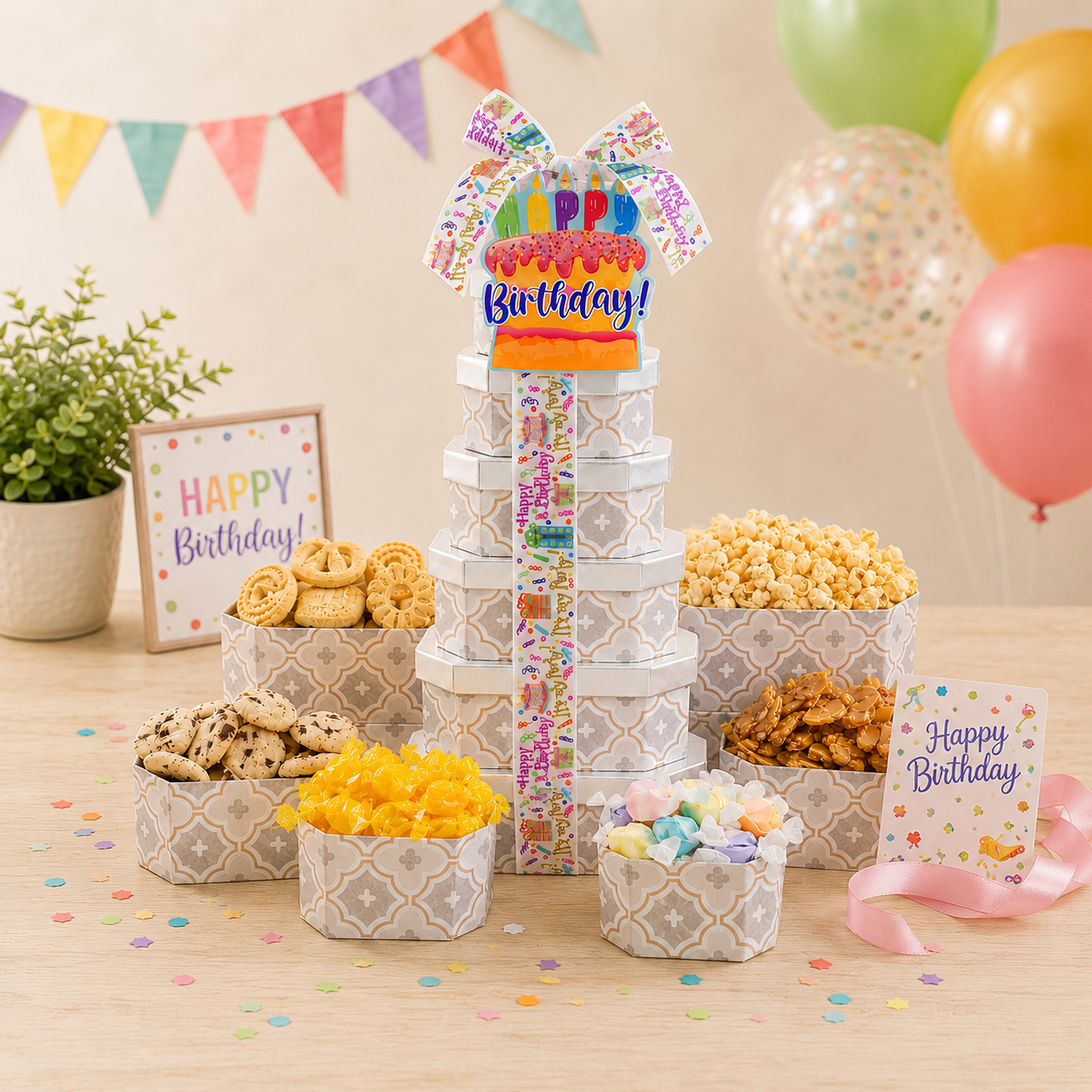 Happy Birthday Gift Tower of Treats