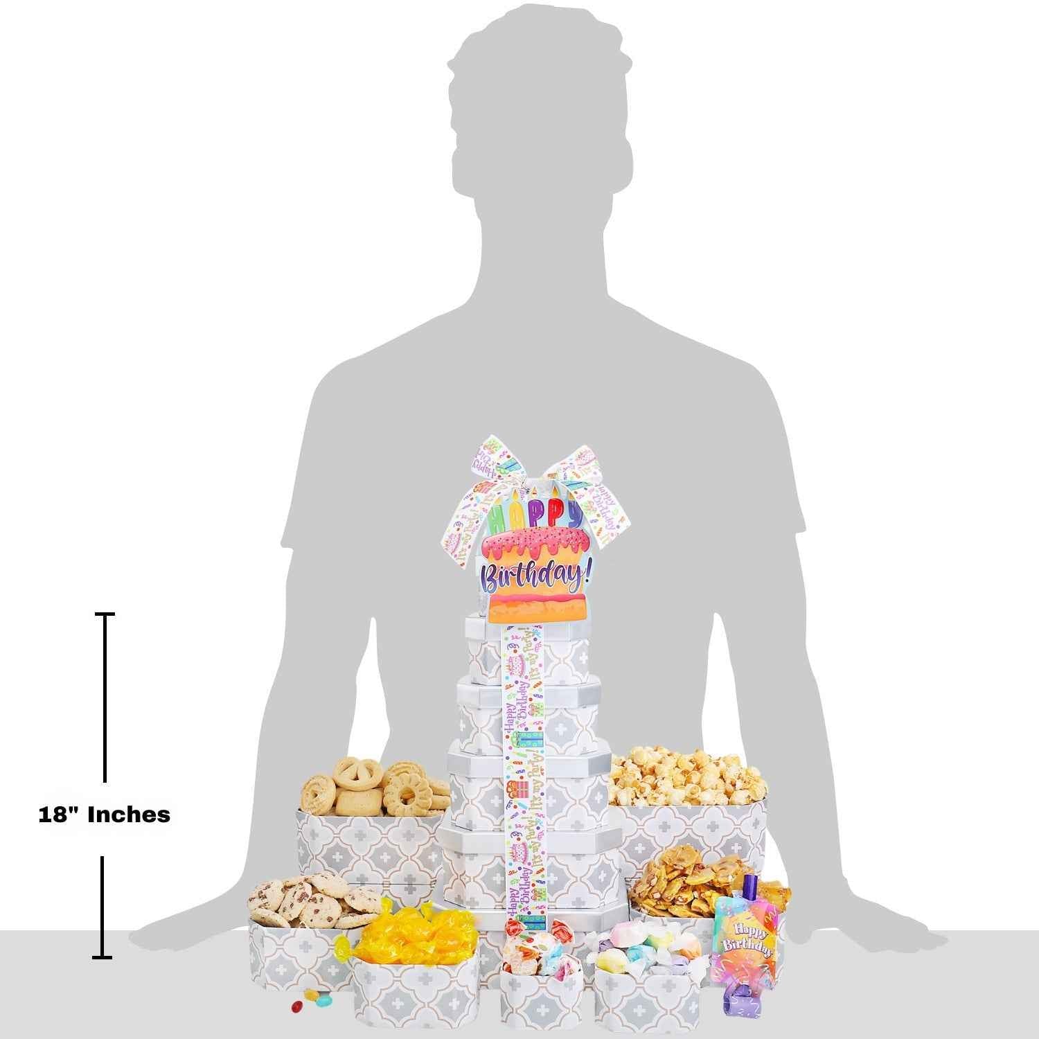Happy Birthday Gift Tower of Treats by Alder Creek Gift Baskets