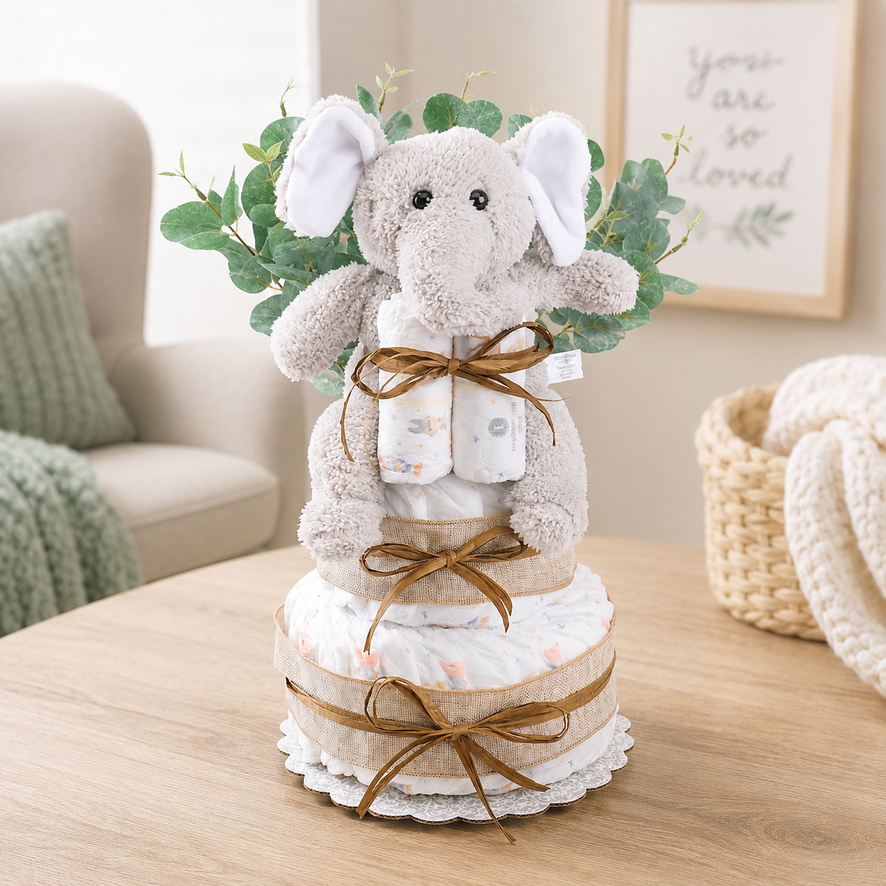 Wild About Baby Two-Tier Diaper Cake Gift Basket DestGlow