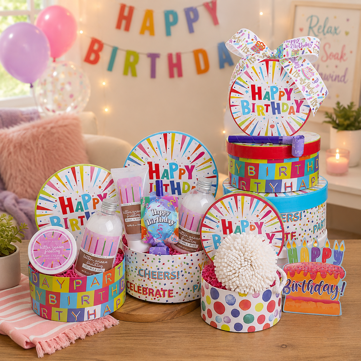 Happy Birthday Buttercream Spa Wishes Gift Tower DestGlow