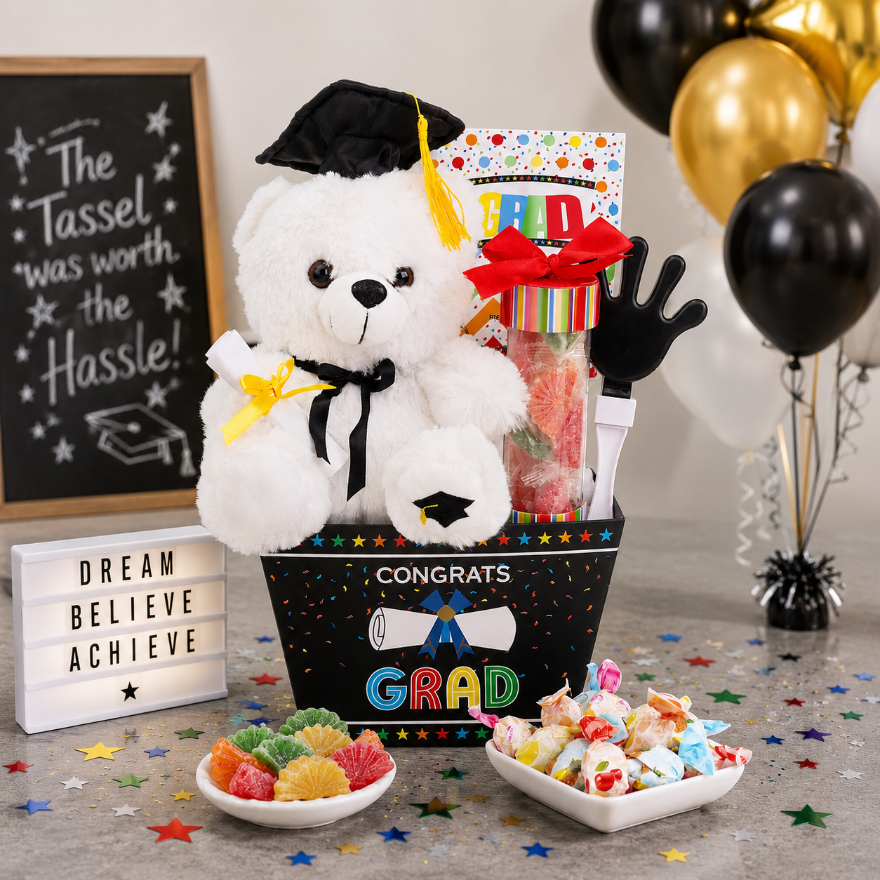 Congrats! Grad! Graduation Gift Basket DestGlow