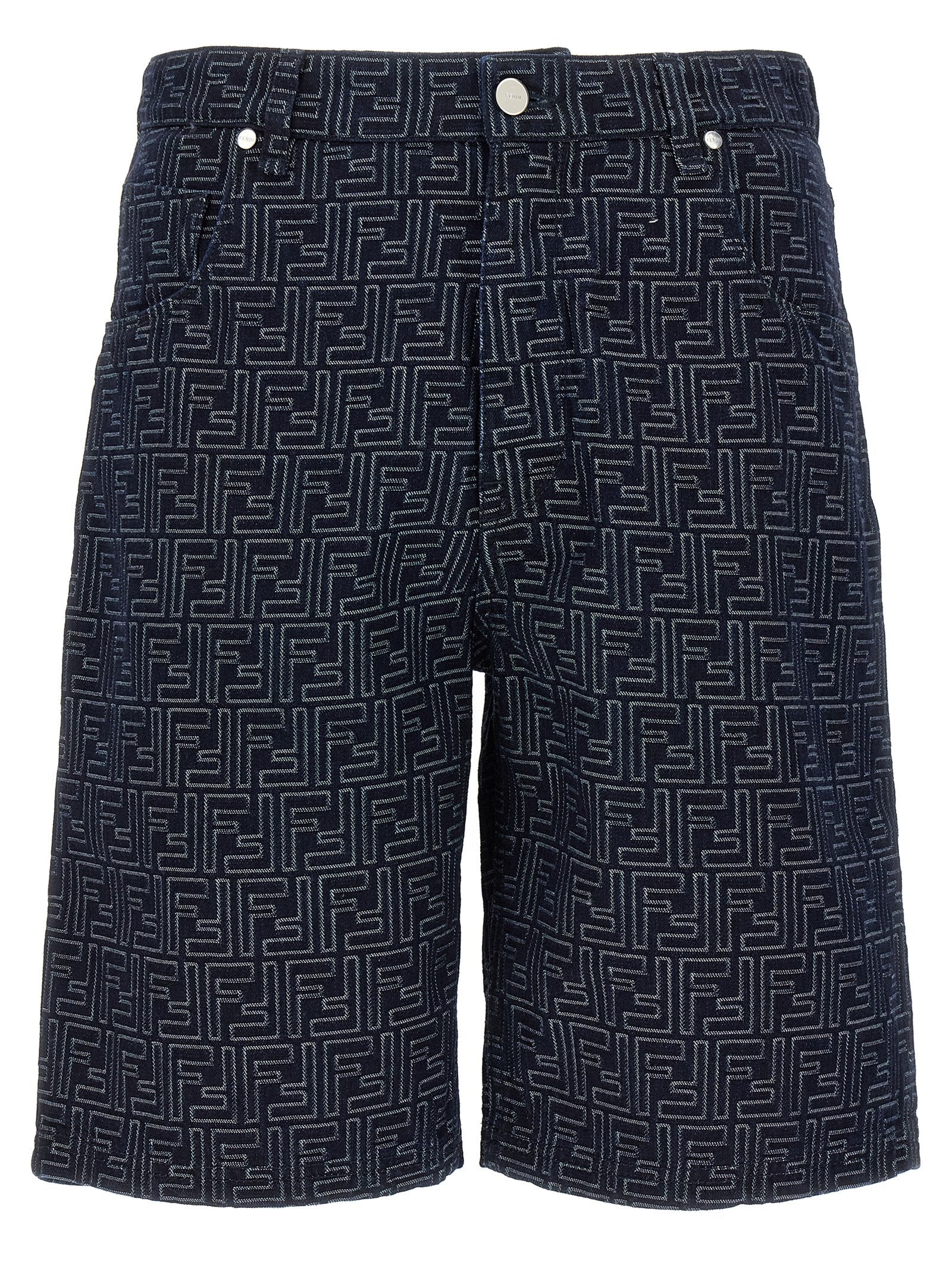 Fendi Men Bermuda Jeans Jacquard Ff