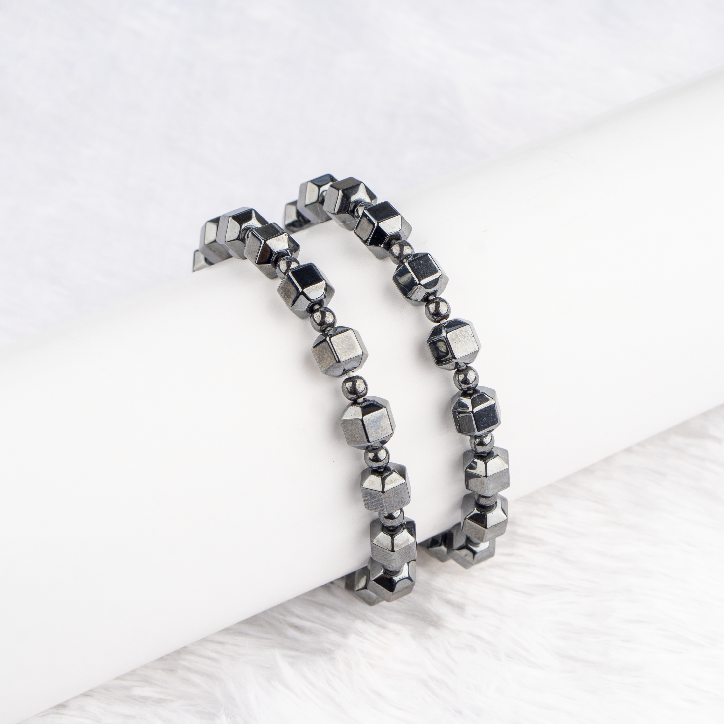 Wholesale Hematite Bracelet | Faceted Cubical Square Bracelet