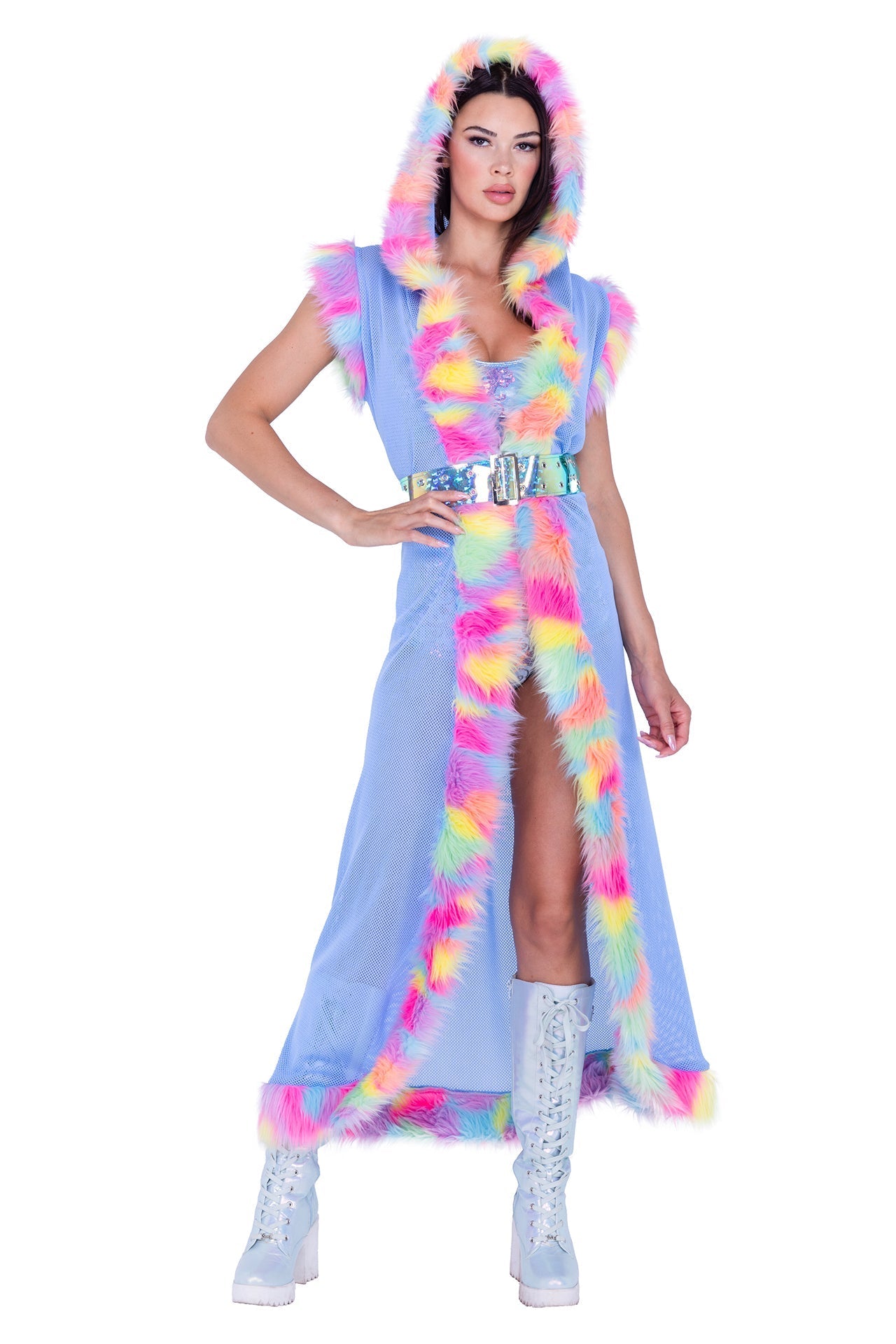 Electric Furry Vibes Hooded Coat DestGlow