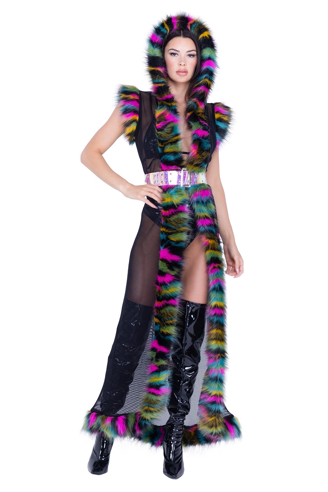 Electric Furry Vibes Hooded Coat DestGlow
