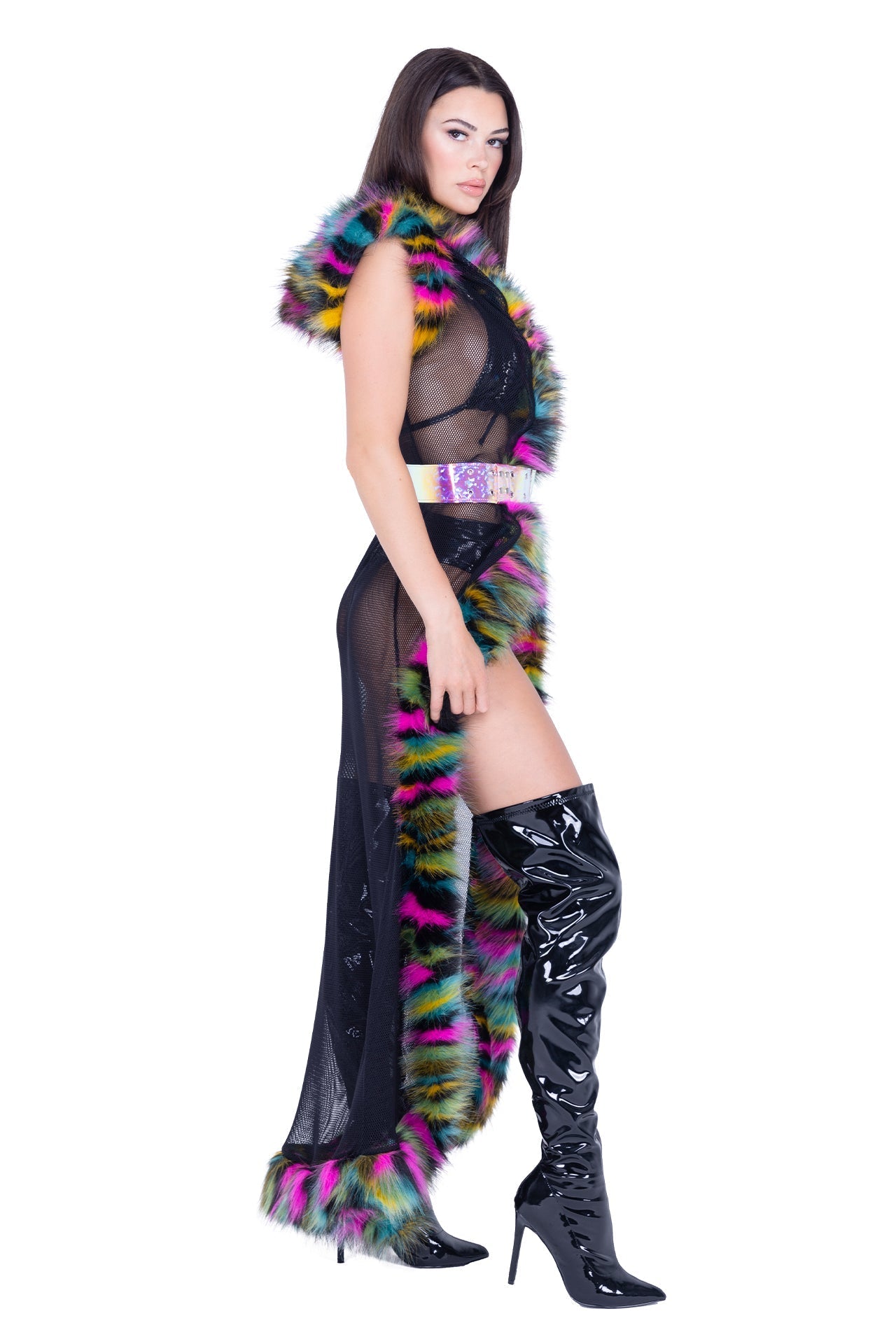 Electric Furry Vibes Hooded Coat DestGlow