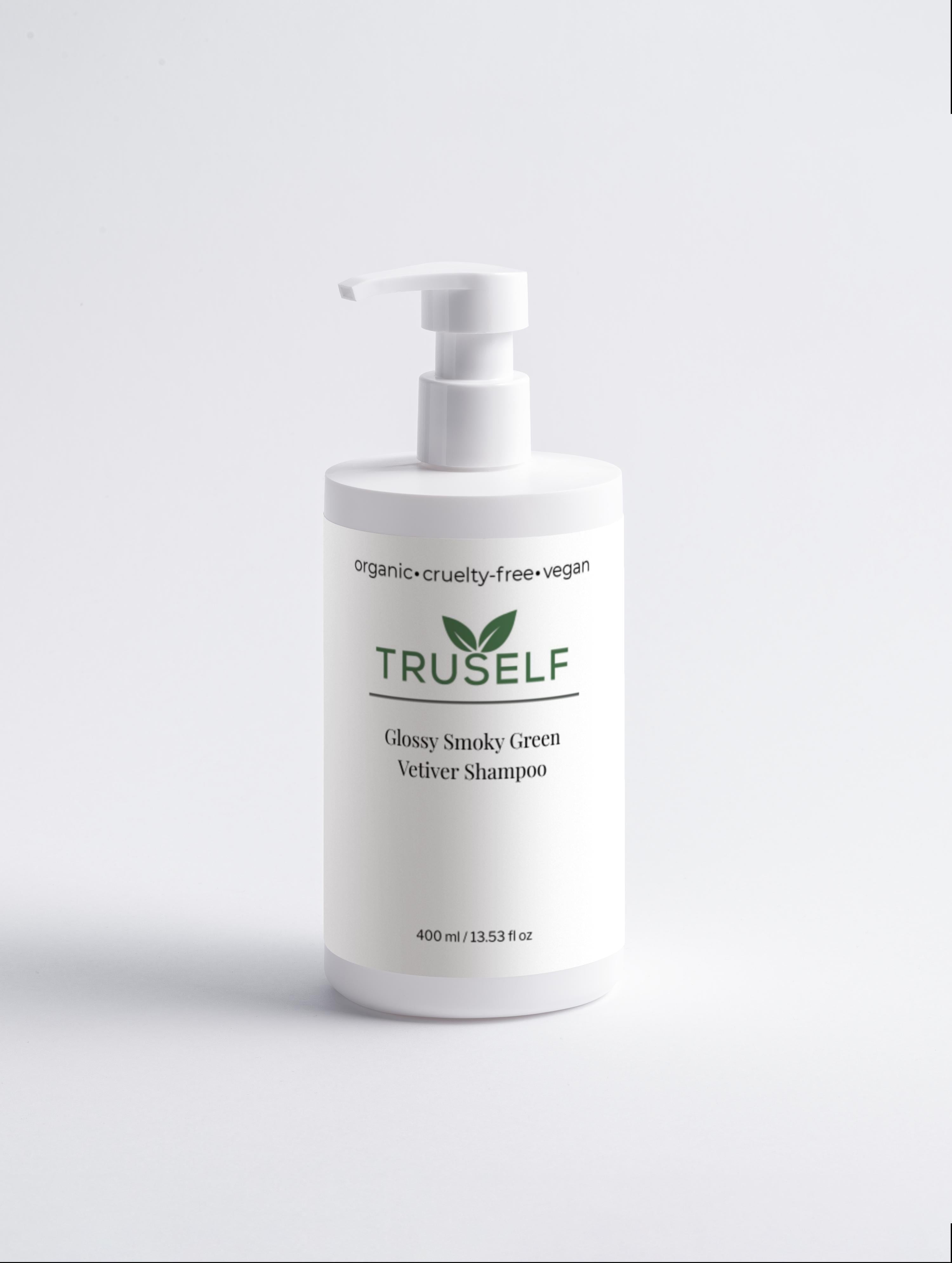 Glossy Smoky Green Vetiver Shampoo by TruSelf Organics
