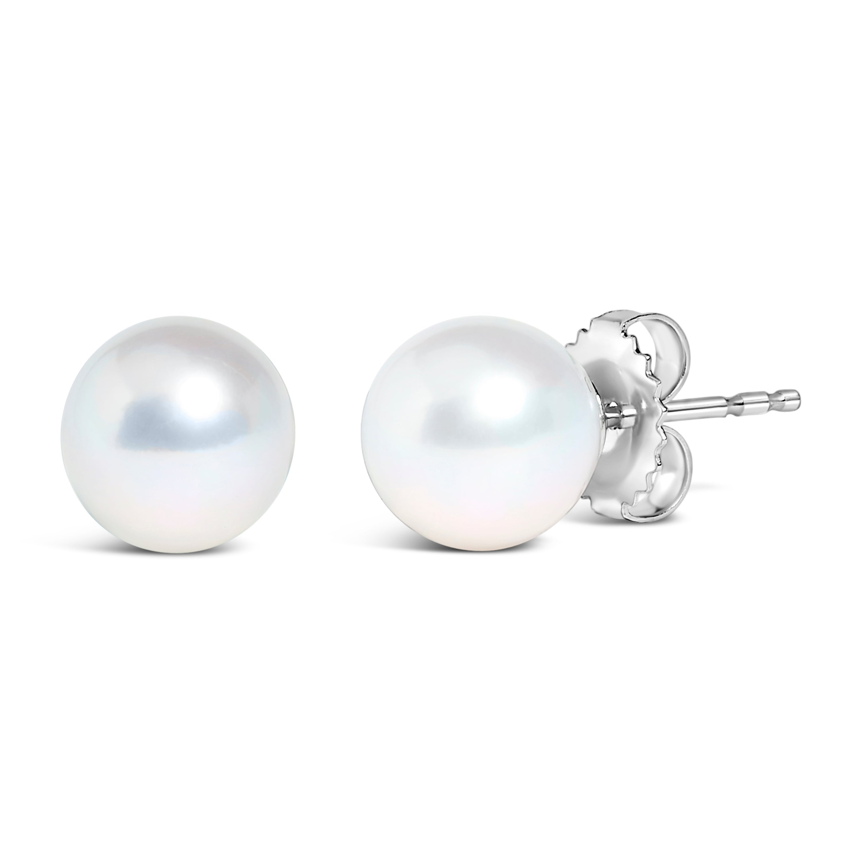 14k White Gold 5-5.5MM Akoya Cultured Pearl Solitaire Stud Earrings DestGlow