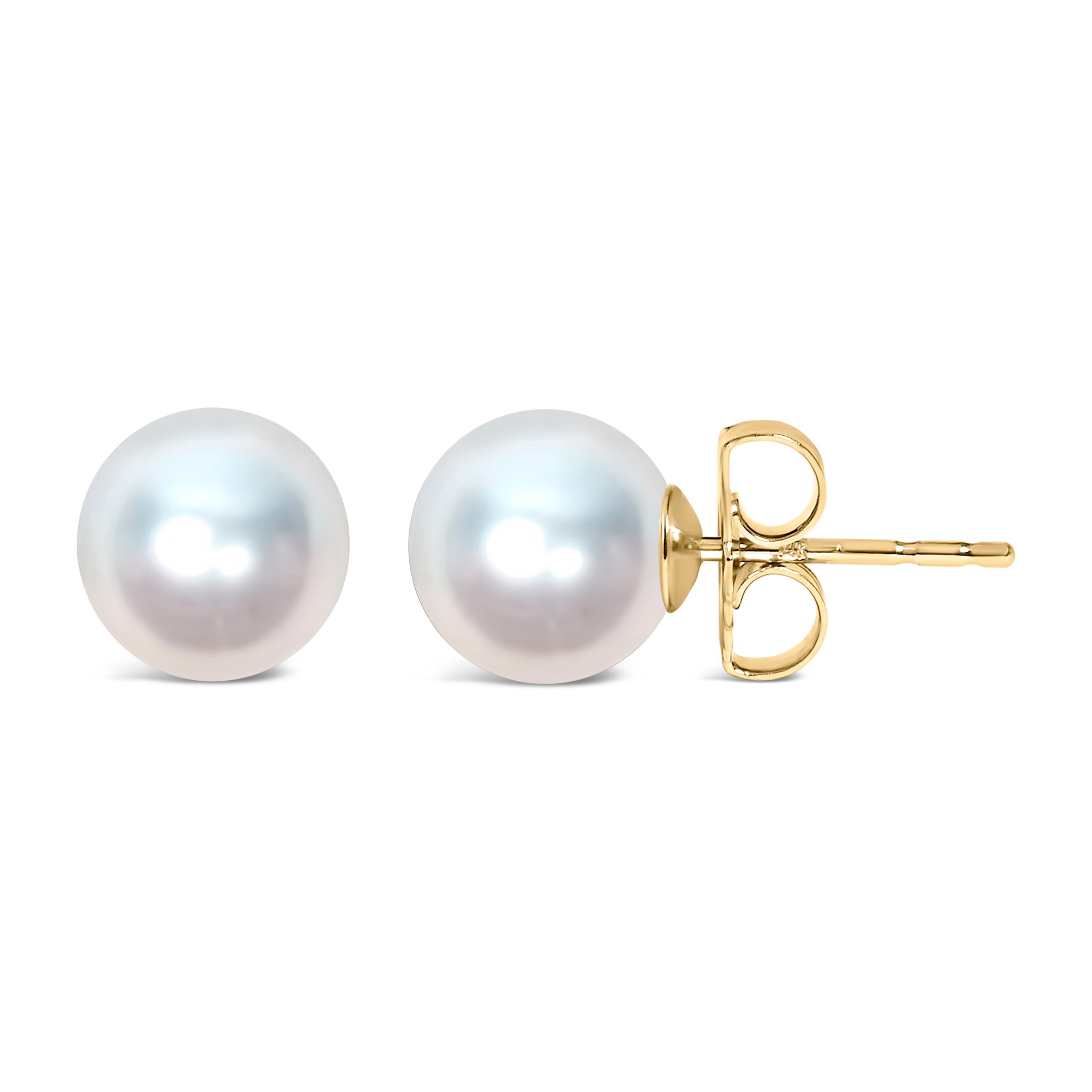 14k White Gold 5-5.5MM Akoya Cultured Pearl Solitaire Stud Earrings DestGlow